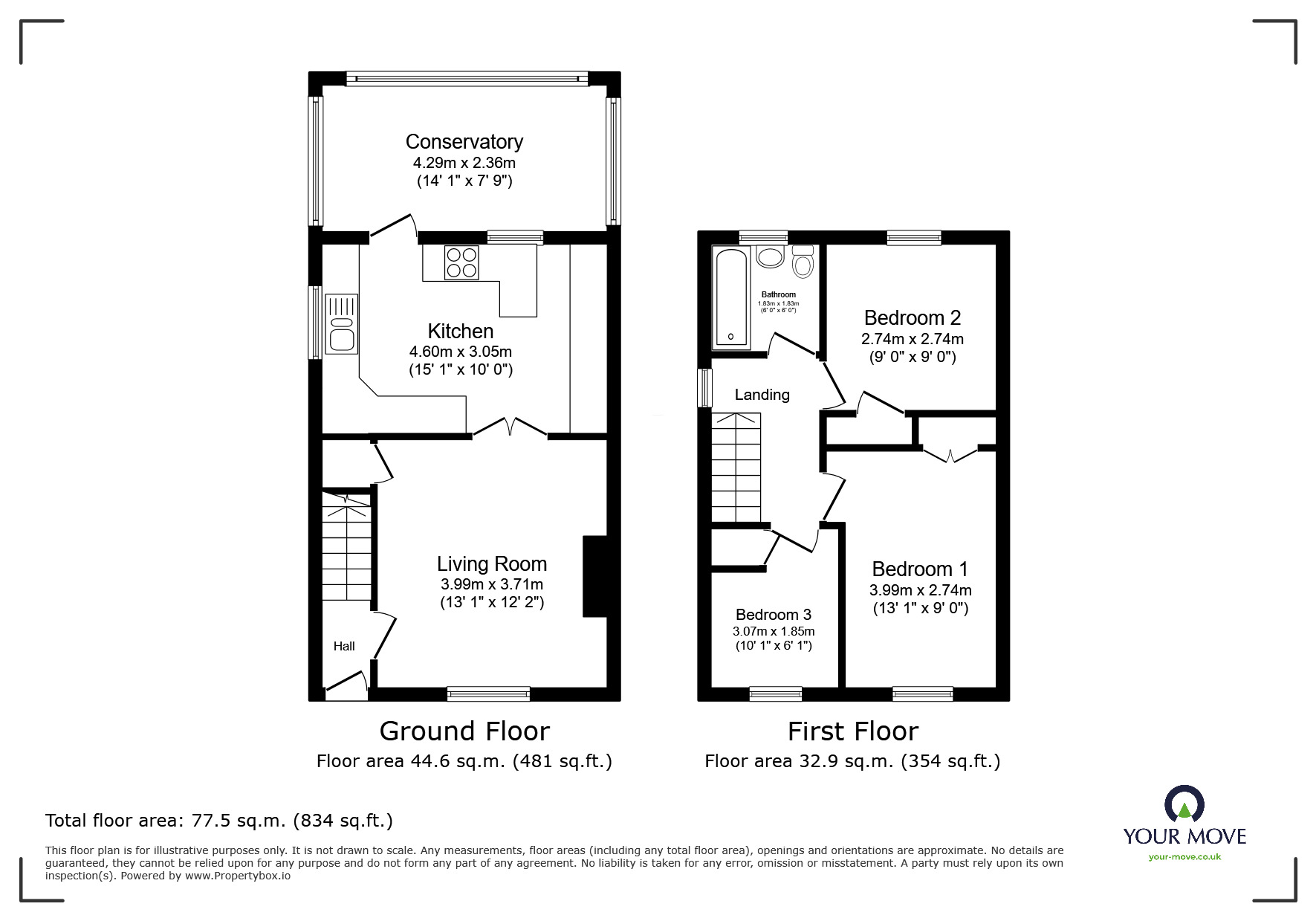 Floorplan of 3 bedroom Semi Detached House for sale, Little Meadow, Exmouth, Devon, EX8