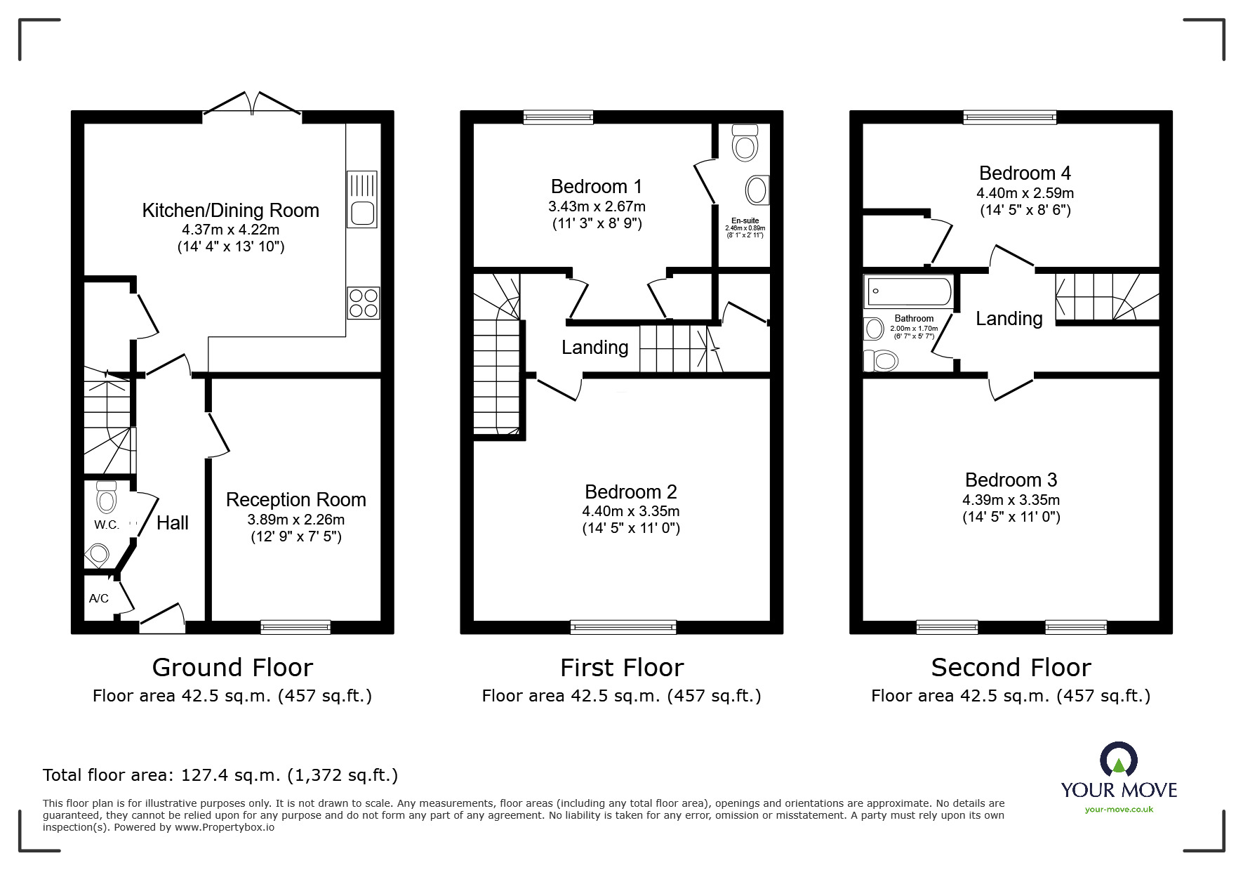 Floorplan of 4 bedroom Mid Terrace House for sale, Richmond Court, Exeter, Devon, EX4