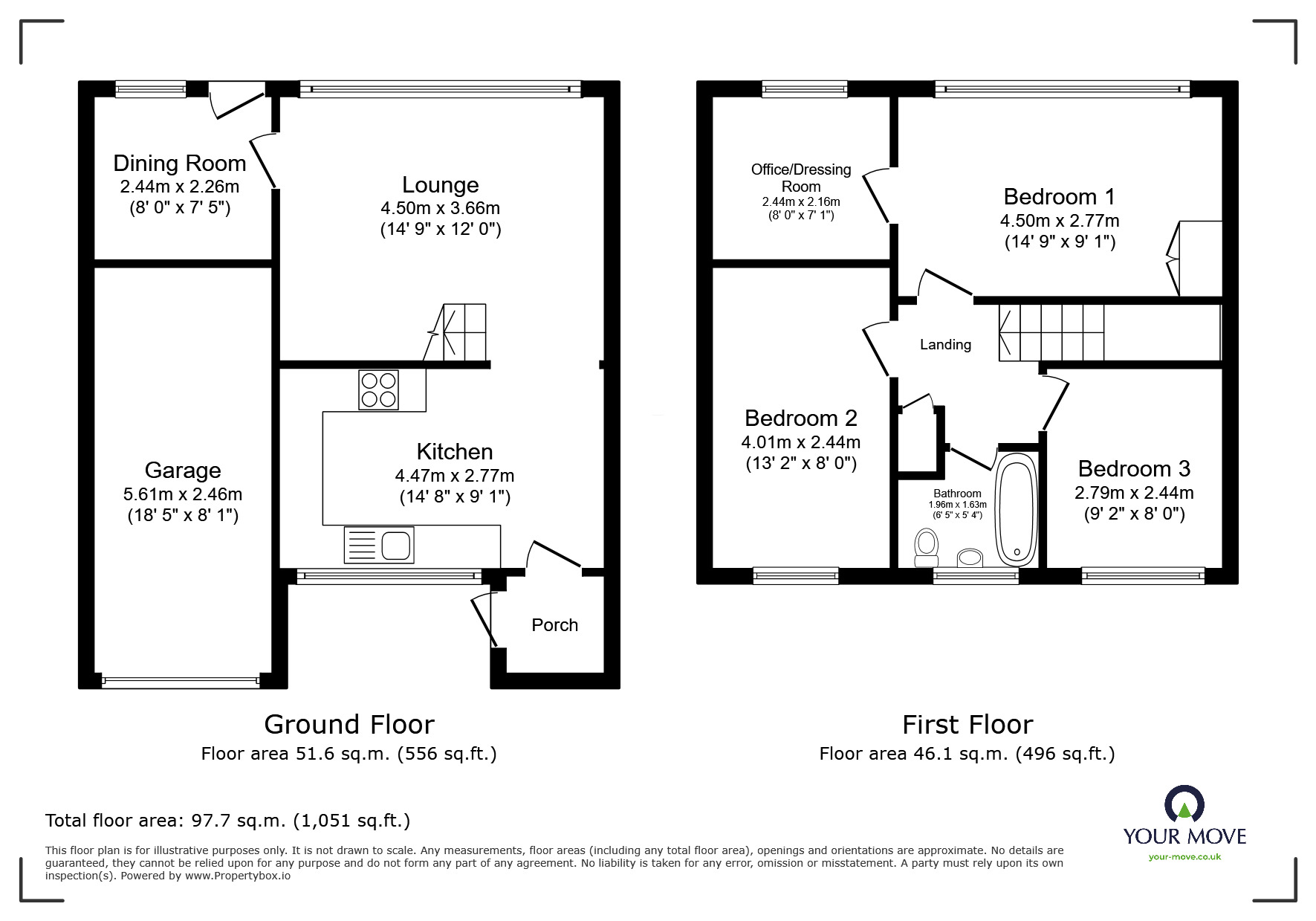 Floorplan of 3 bedroom Mid Terrace House for sale, Langstone Drive, Exmouth, Devon, EX8