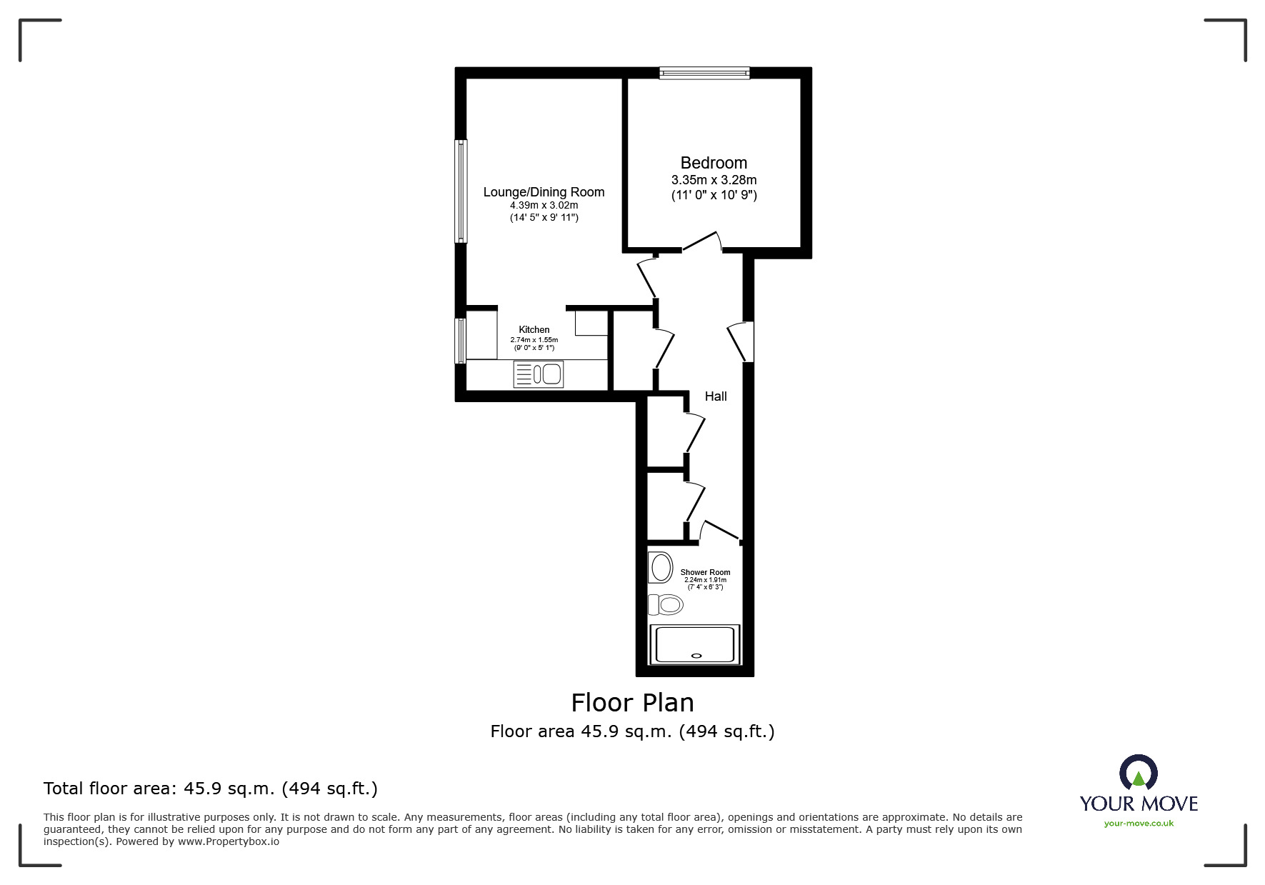Floorplan of 1 bedroom  Flat for sale, Little Bicton Place, Exmouth, Devon, EX8