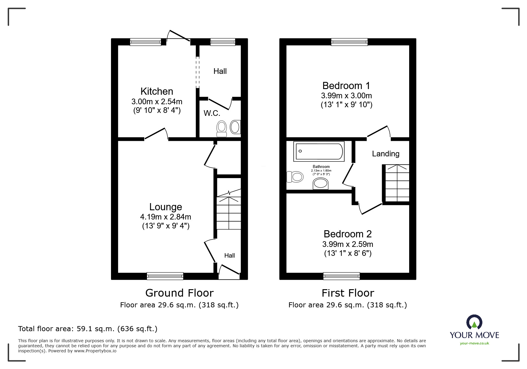 Floorplan of 2 bedroom Mid Terrace House to rent, Pentillie Gardens, St. Austell, Cornwall, PL25
