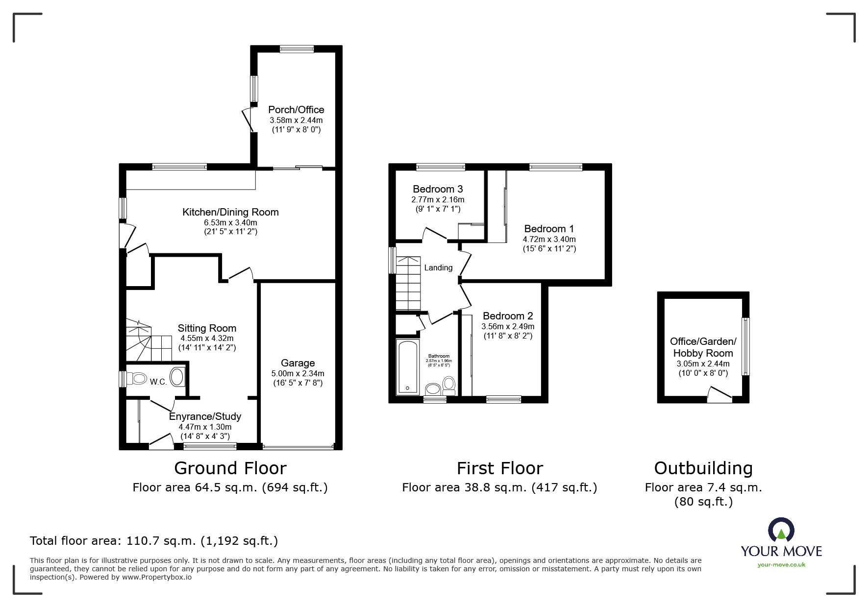 Floorplan of 3 bedroom Detached House for sale, Valley Way, Exmouth, Devon, EX8