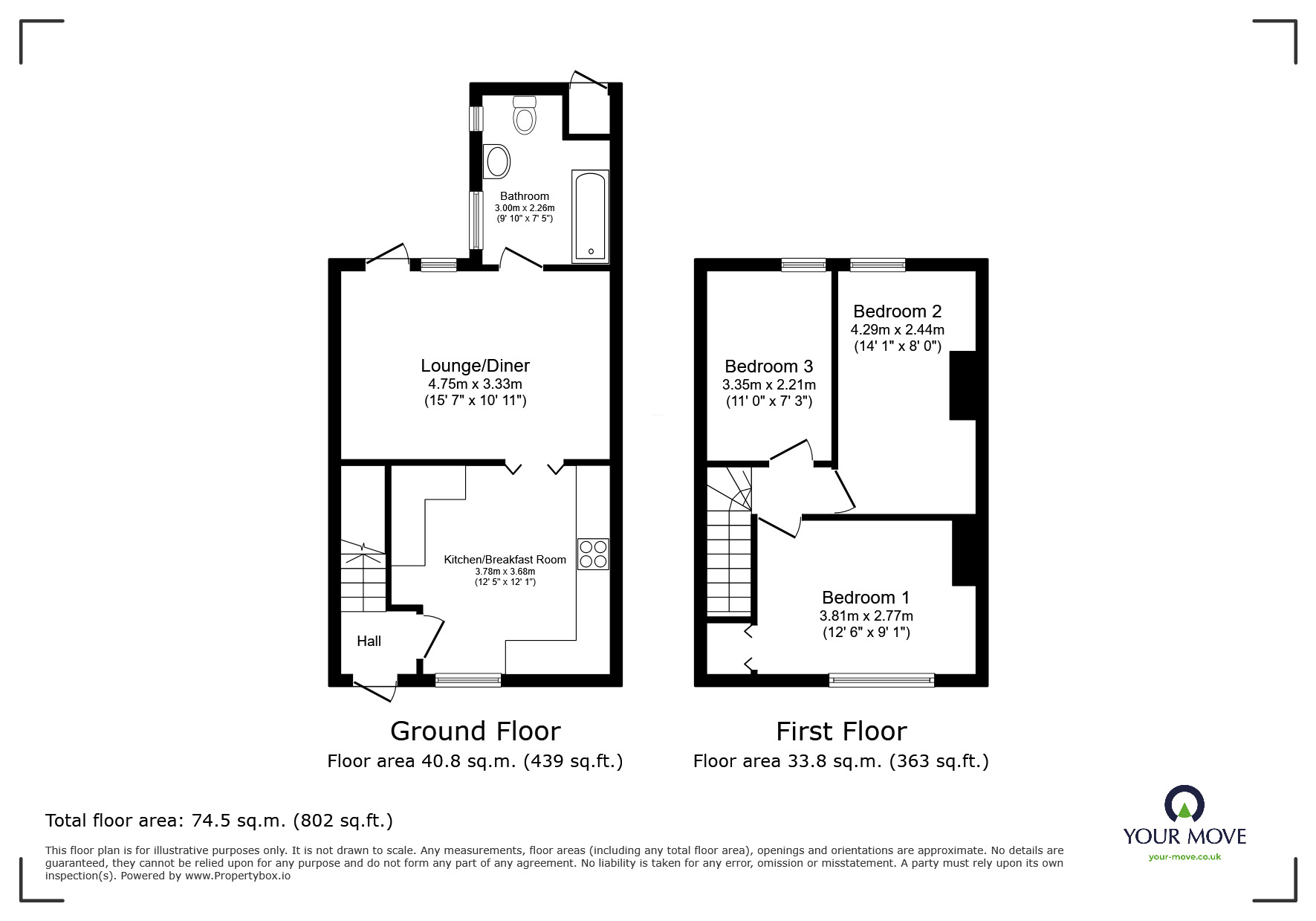 Floorplan of 3 bedroom Mid Terrace House for sale, Valley View, Rockbeare, Devon, EX5