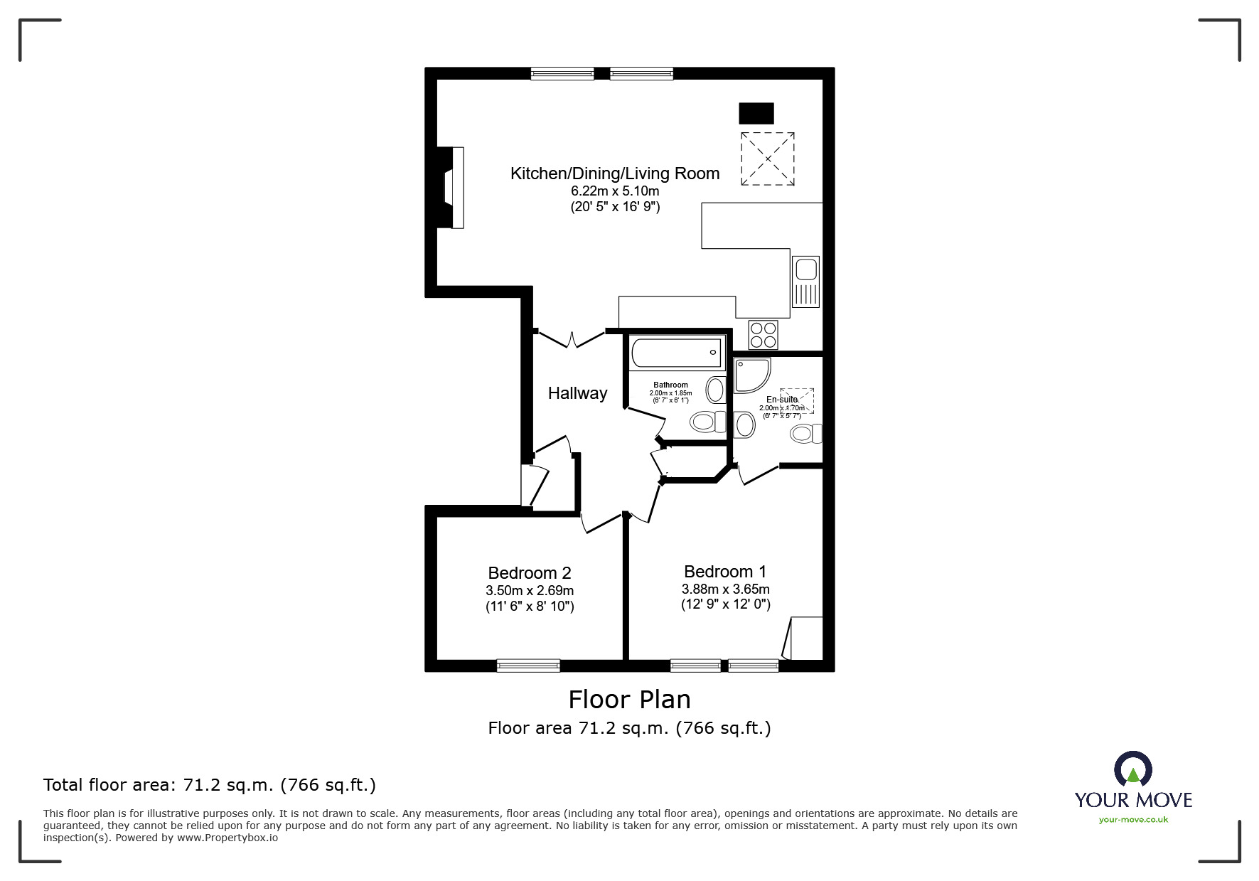 Floorplan of 2 bedroom  Flat for sale, Cranford Avenue, Exmouth, Devon, EX8