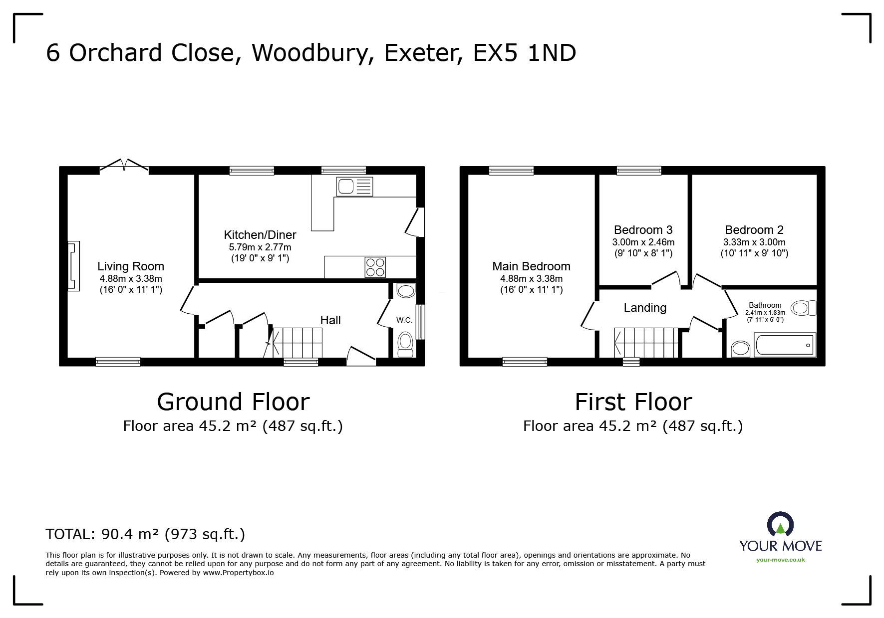 Floorplan of 3 bedroom Detached House for sale, Orchard Close, Woodbury, Devon, EX5