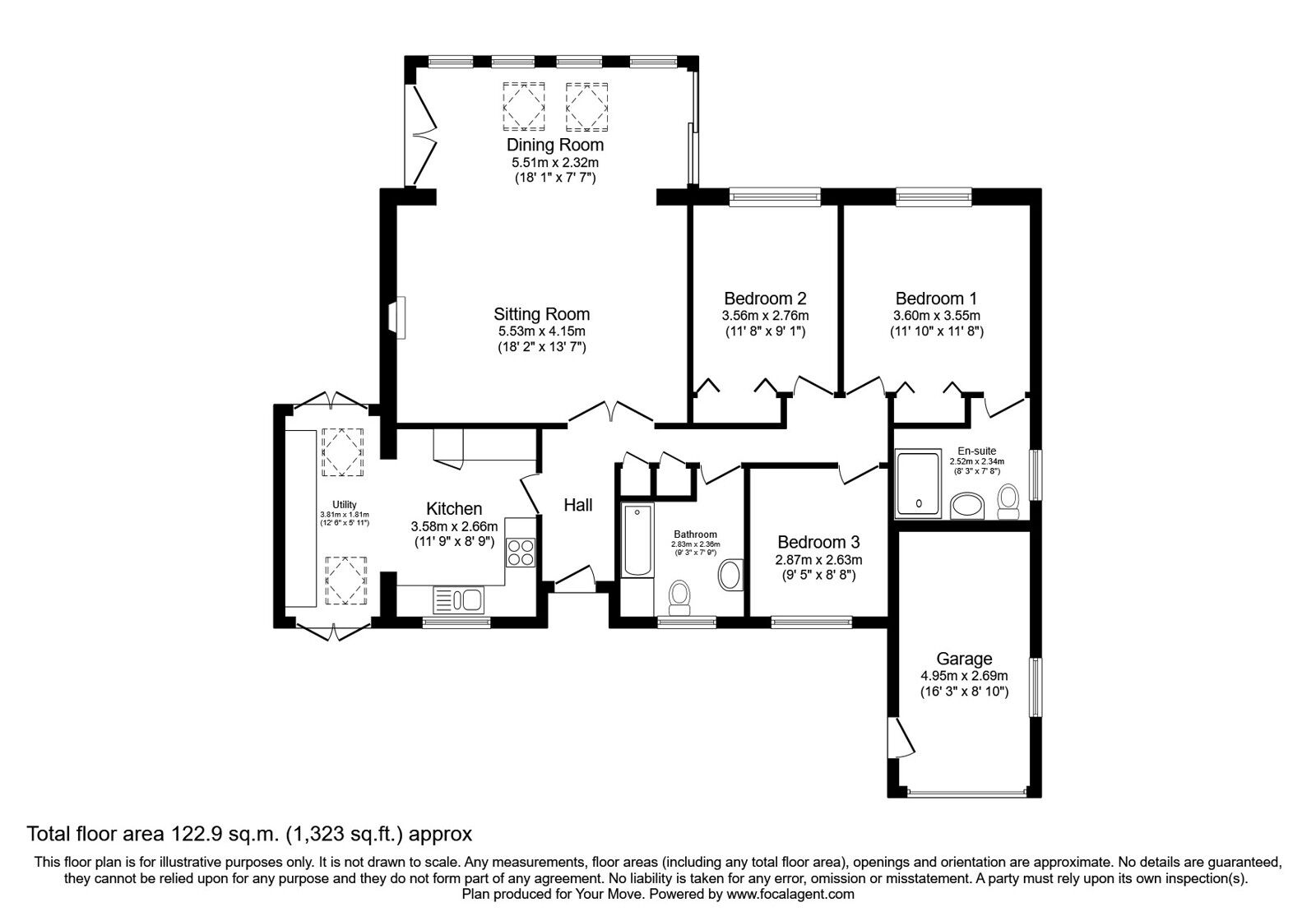 Floorplan of 3 bedroom Detached Bungalow for sale, Lincoln Close, Exmouth, Devon, EX8