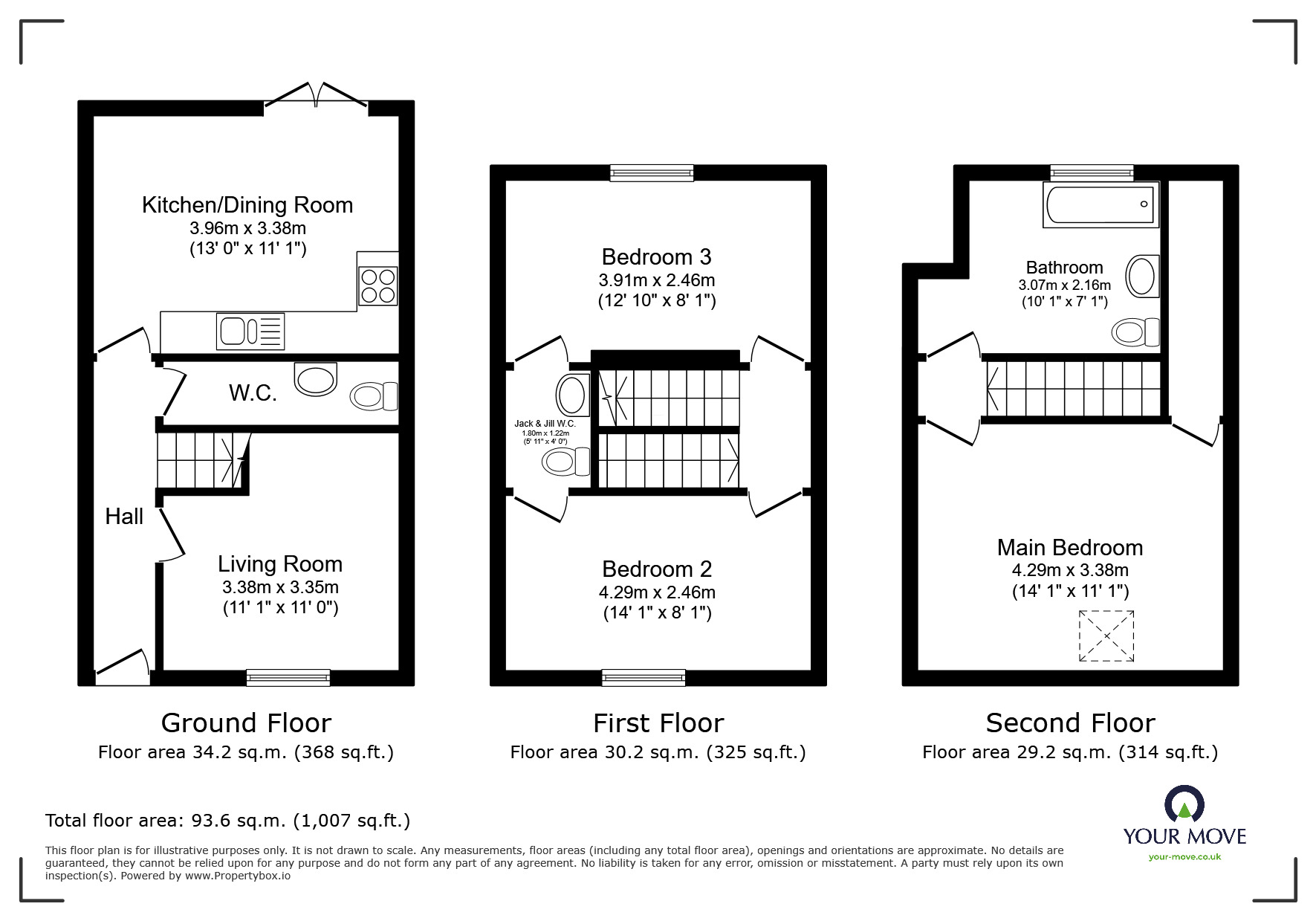 Floorplan of 3 bedroom End Terrace House to rent, Fore Street, Exmouth, Devon, EX8