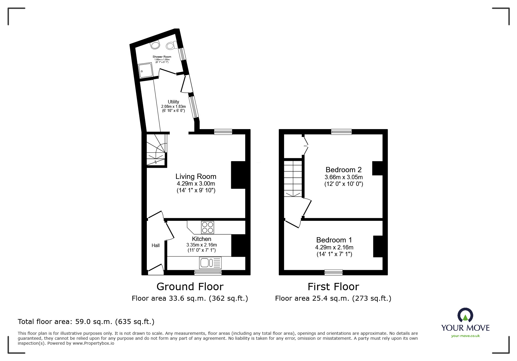 Floorplan of 2 bedroom Mid Terrace House to rent, Shute Meadow Street, Exmouth, Devon, EX8