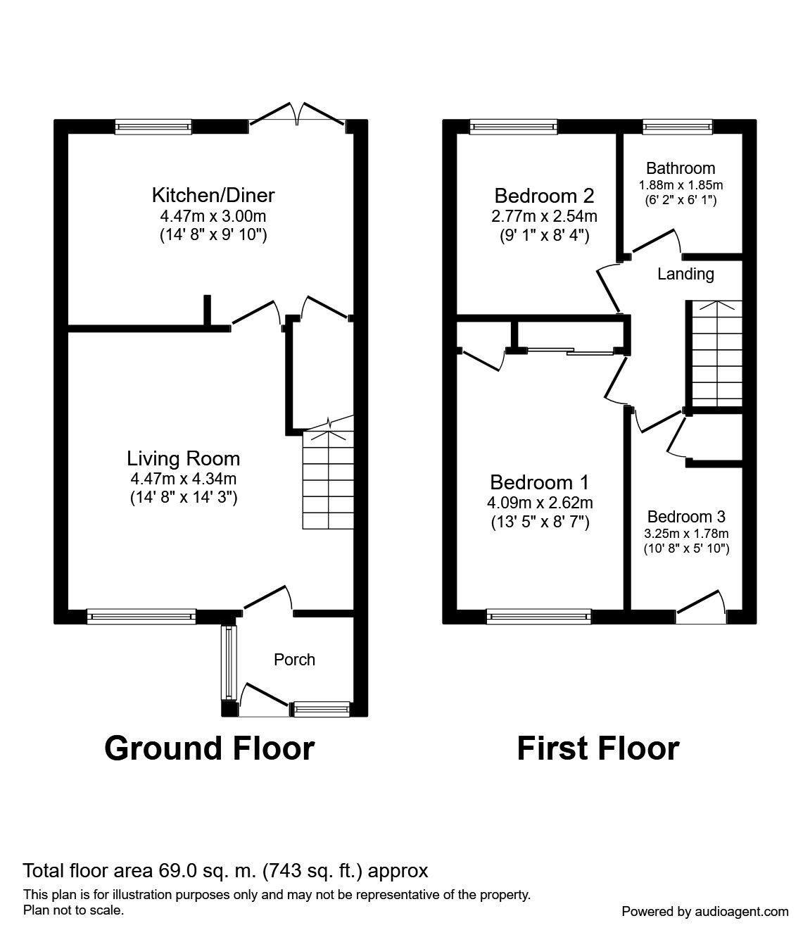 Floorplan of 3 bedroom Mid Terrace House for sale, Spinney Close, Exeter, Devon, EX2