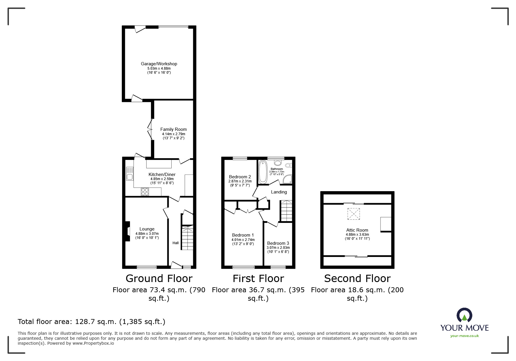 Floorplan of 3 bedroom Mid Terrace House for sale, Churchill Road, Exmouth, Devon, EX8