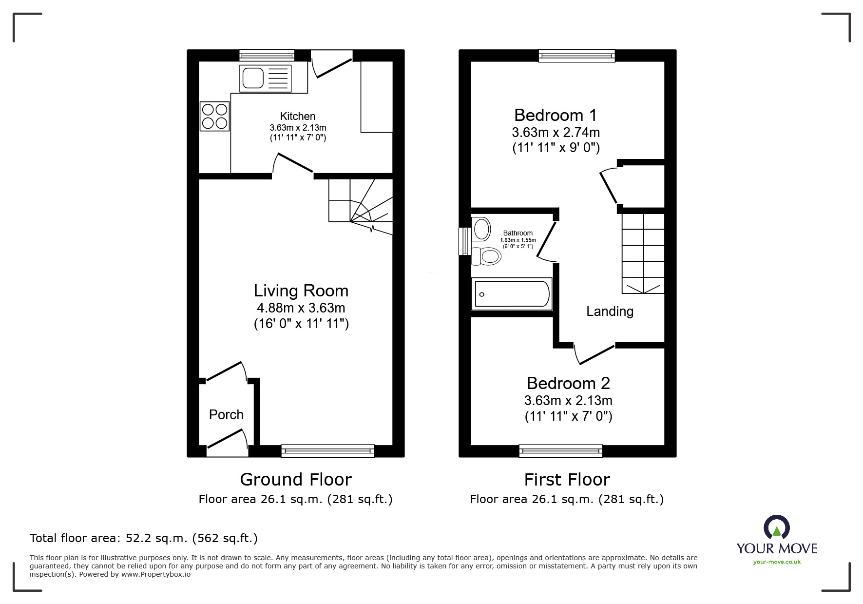 Floorplan of Mid Terrace House to rent, Broadview, Broadclyst, Devon, EX5