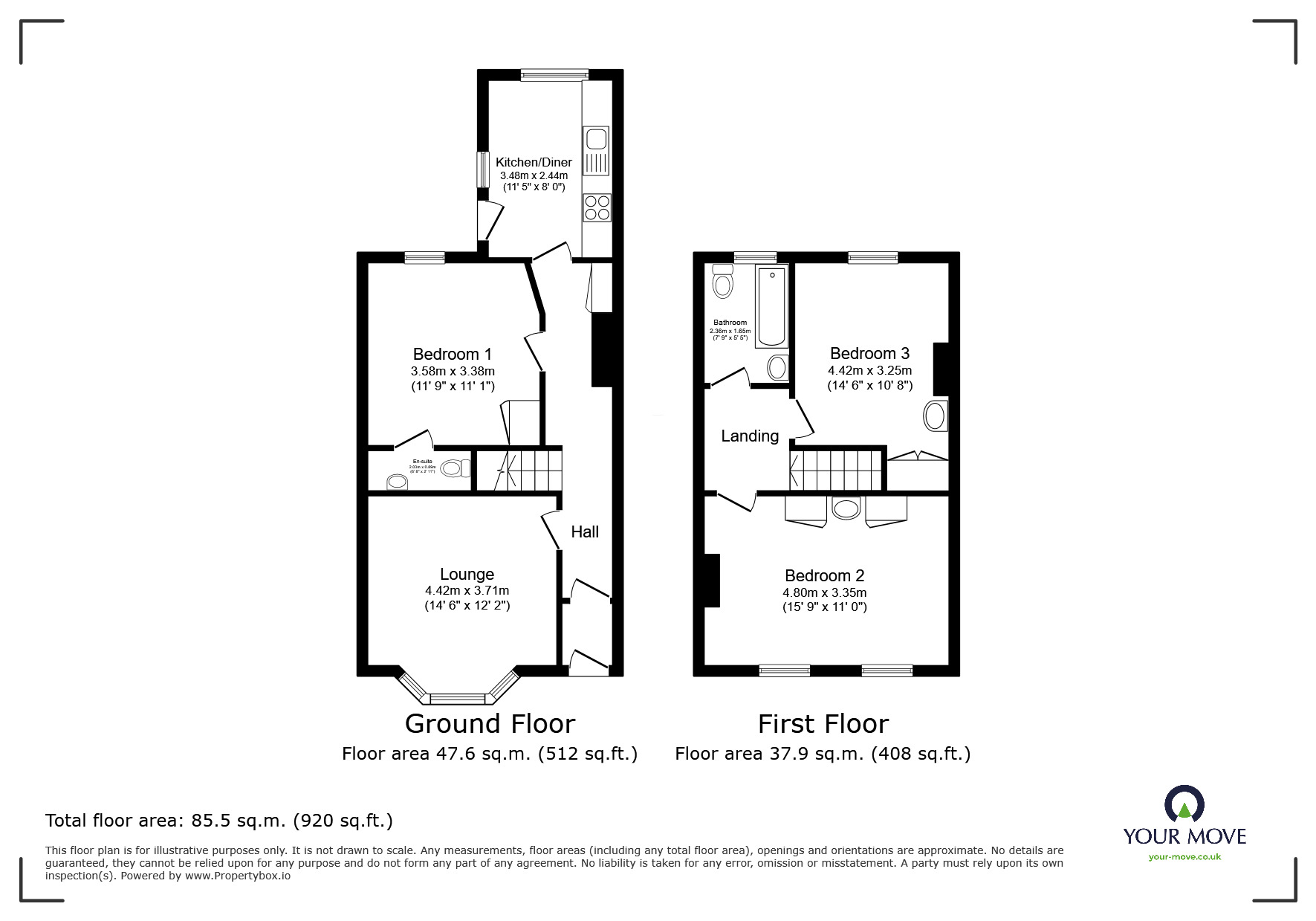 Floorplan of 2 bedroom Mid Terrace House for sale, Woodville Road, Exmouth, Devon, EX8