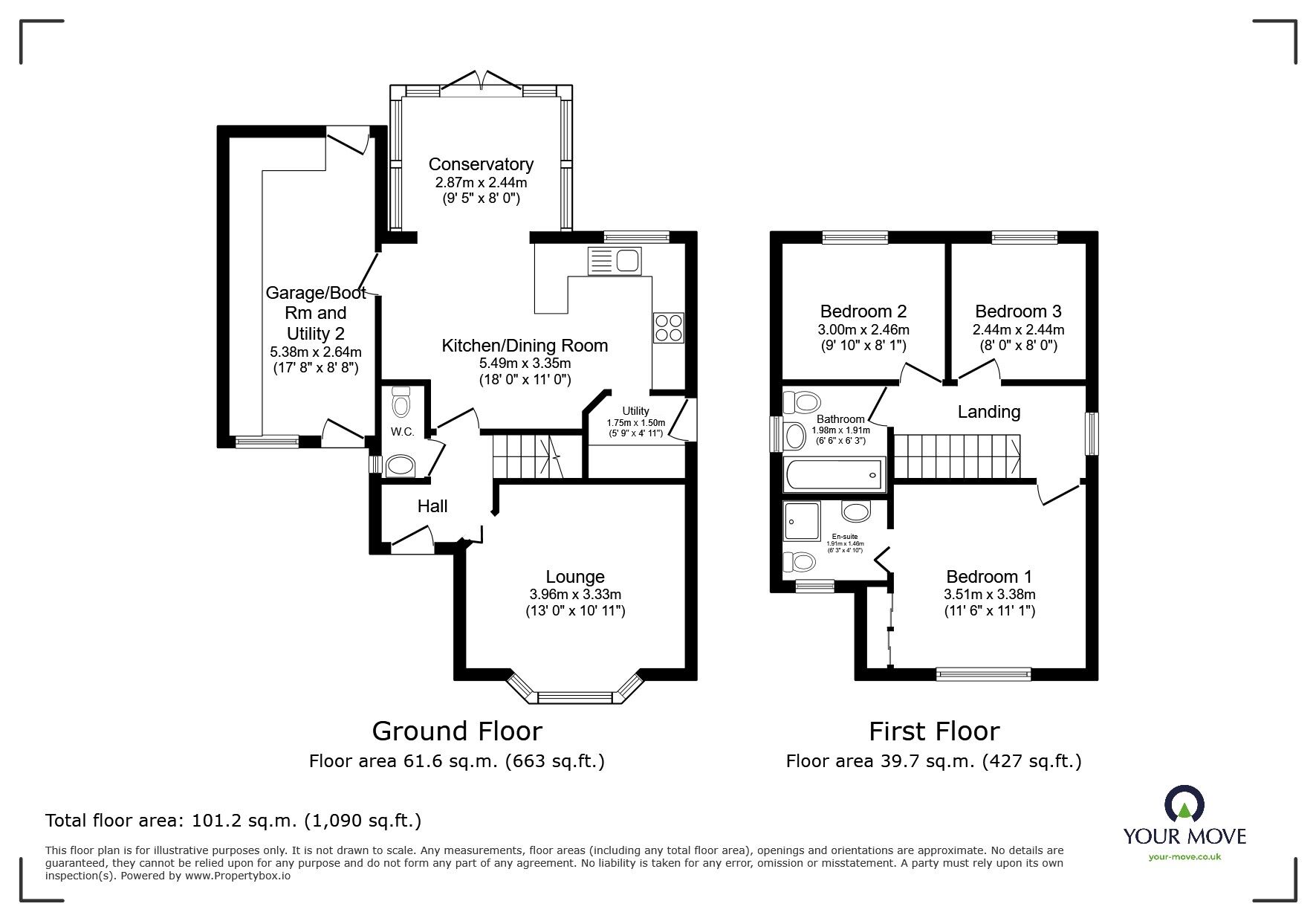 Floorplan of 3 bedroom Detached House for sale, Shakespeare Way, Exmouth, Devon, EX8
