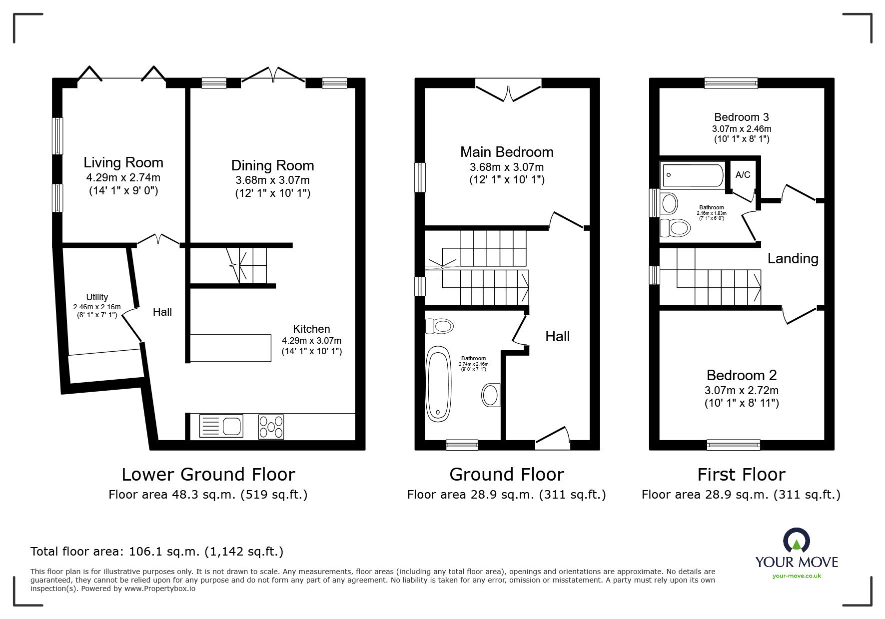 Floorplan of 3 bedroom End Terrace House to rent, Colleton Mews, Exeter, Devon, EX2