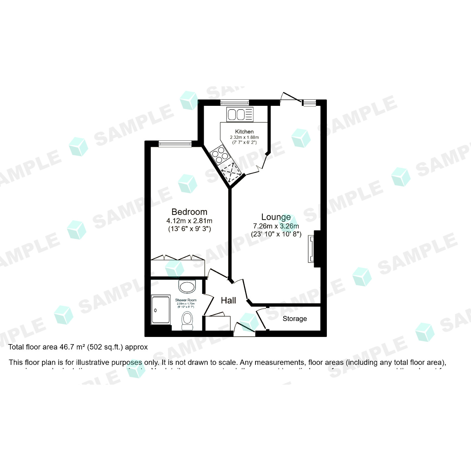 Floorplan of 1 bedroom Flat to rent, Bronte Court, 63, Exmouth, Devon, EX8