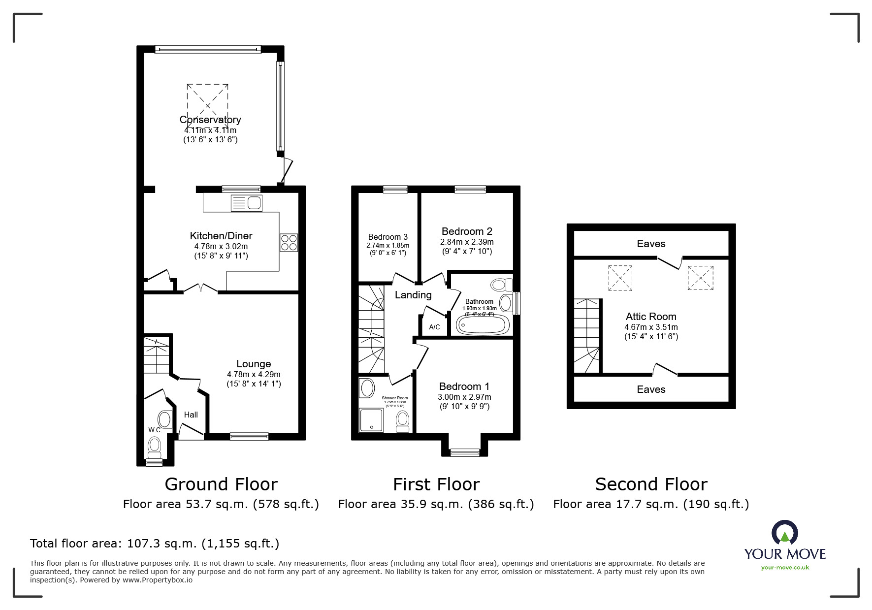 Floorplan of 3 bedroom Semi Detached House for sale, Keats Close, Exmouth, Devon, EX8