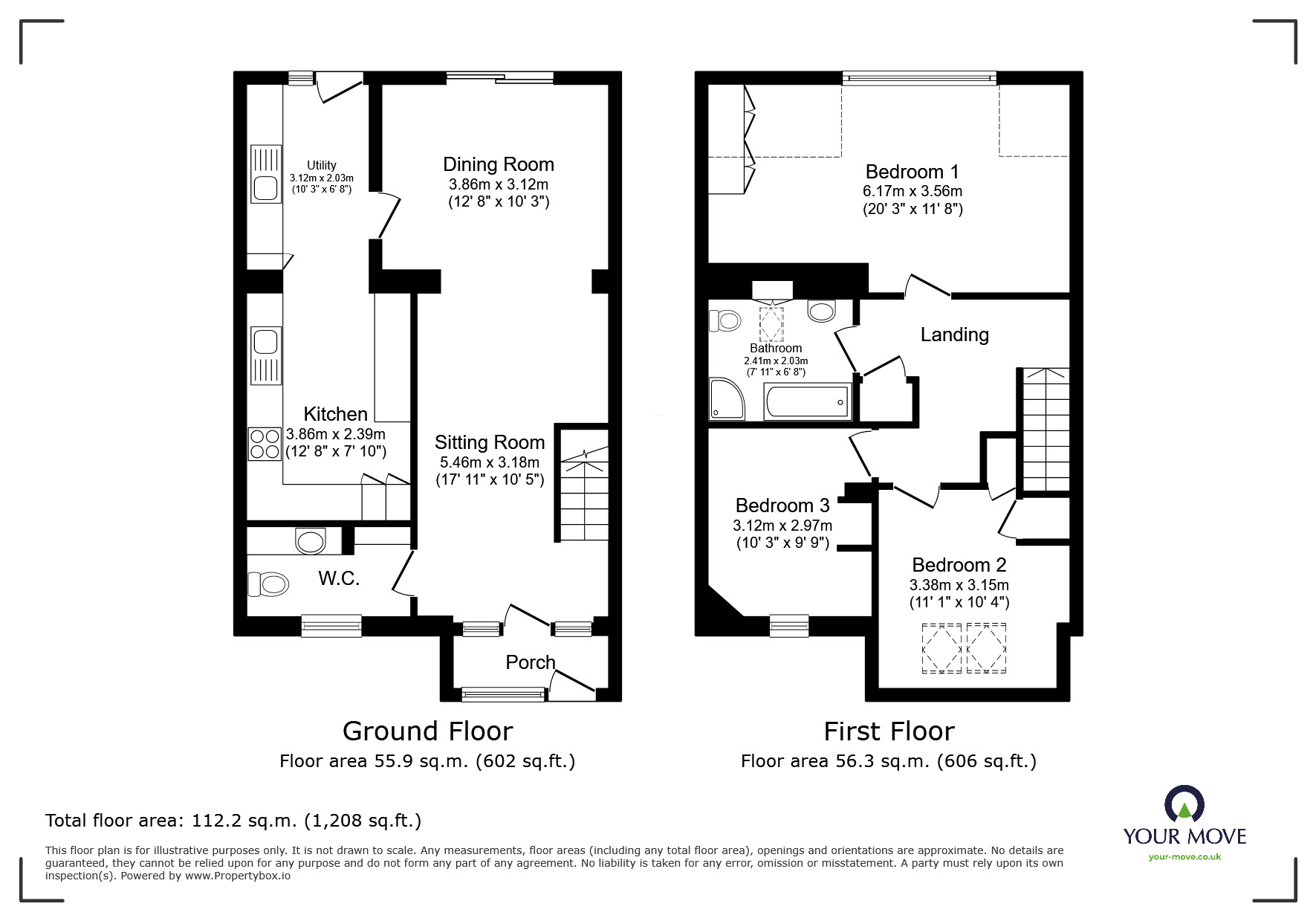 Floorplan of 3 bedroom Mid Terrace House to rent, Three Horse Shoes, Cowley, Devon, EX5
