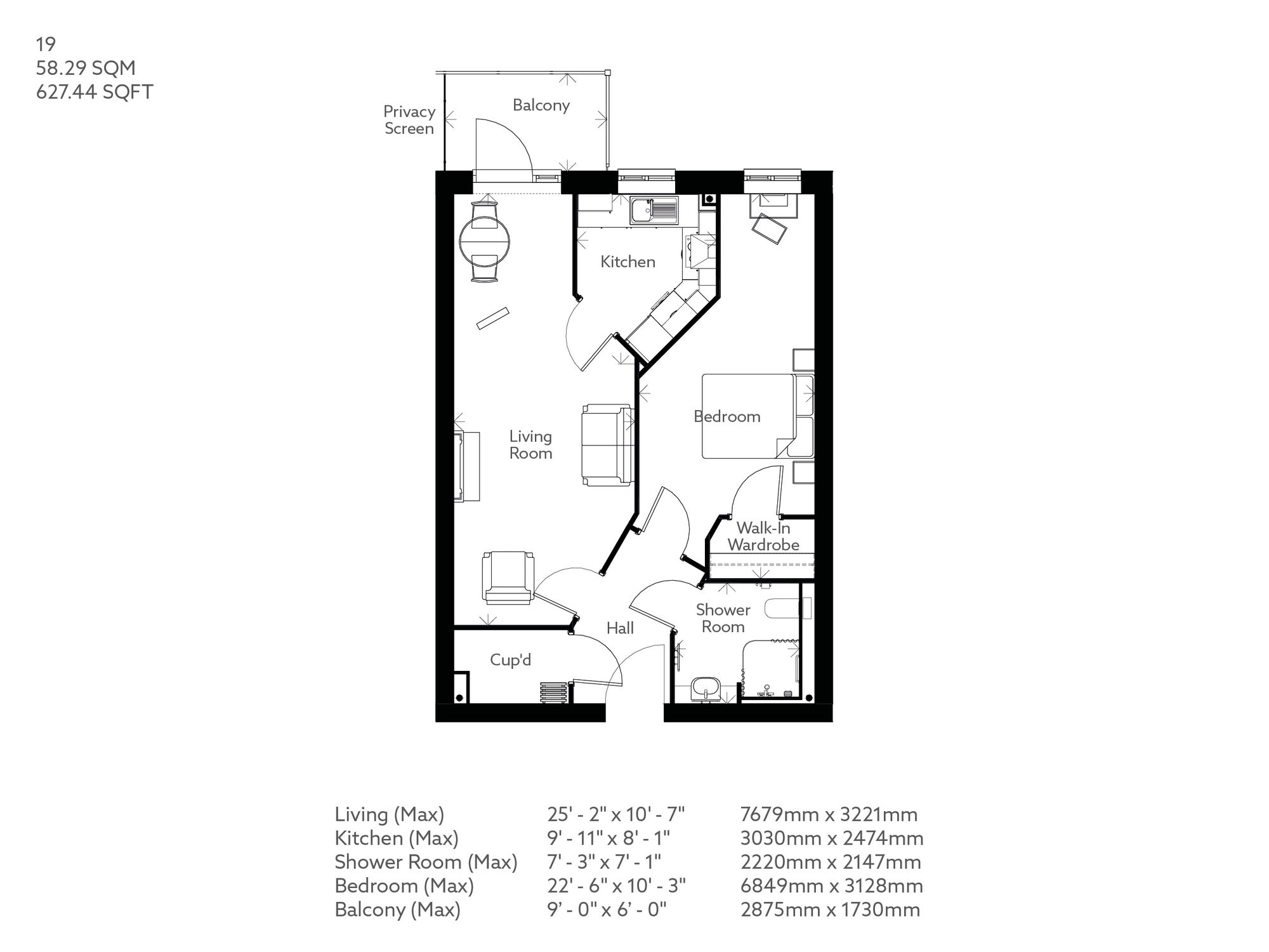 Floorplan of 1 bedroom Flat for sale, Merchant Avenue, Exmouth, Devon, EX8