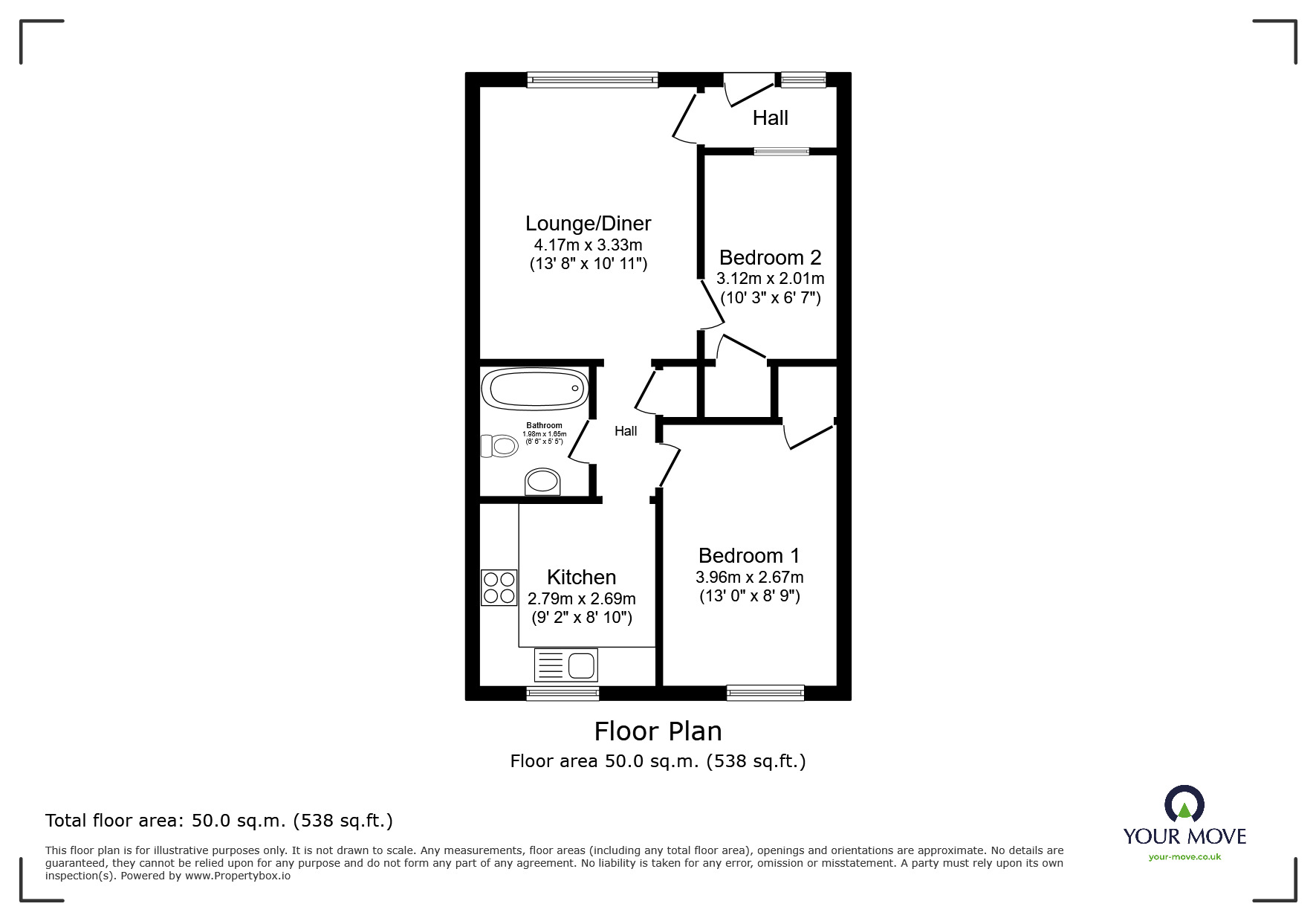 Floorplan of 2 bedroom Flat for sale, Broadmead, Exmouth, Devon, EX8