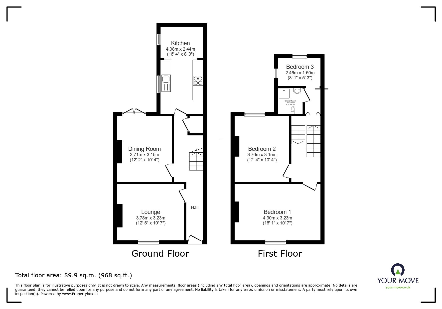 Floorplan of 3 bedroom Mid Terrace House for sale, New Street, Exmouth, Devon, EX8
