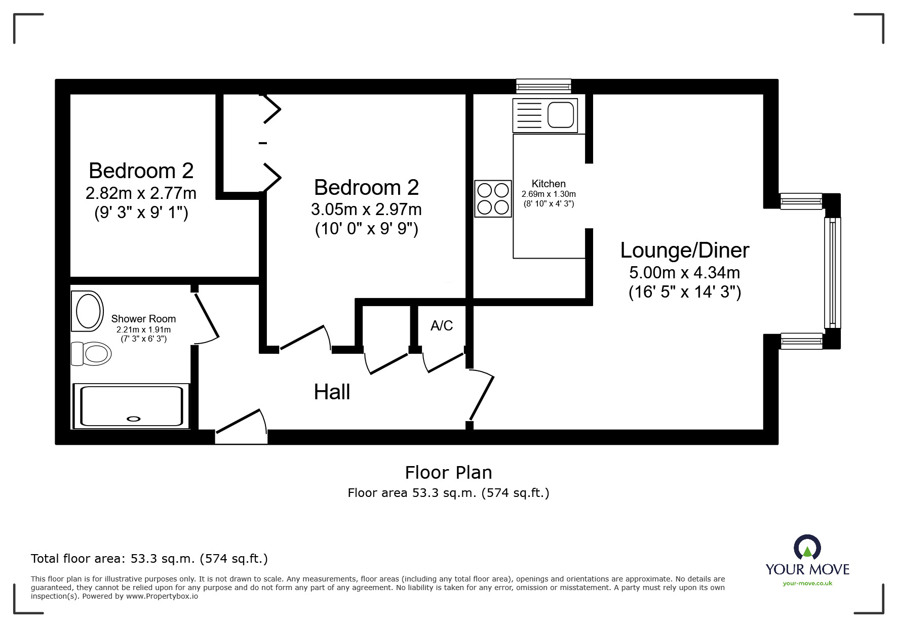 Floorplan of 2 bedroom Flat for sale, Long Causeway, Exmouth, Devon, EX8
