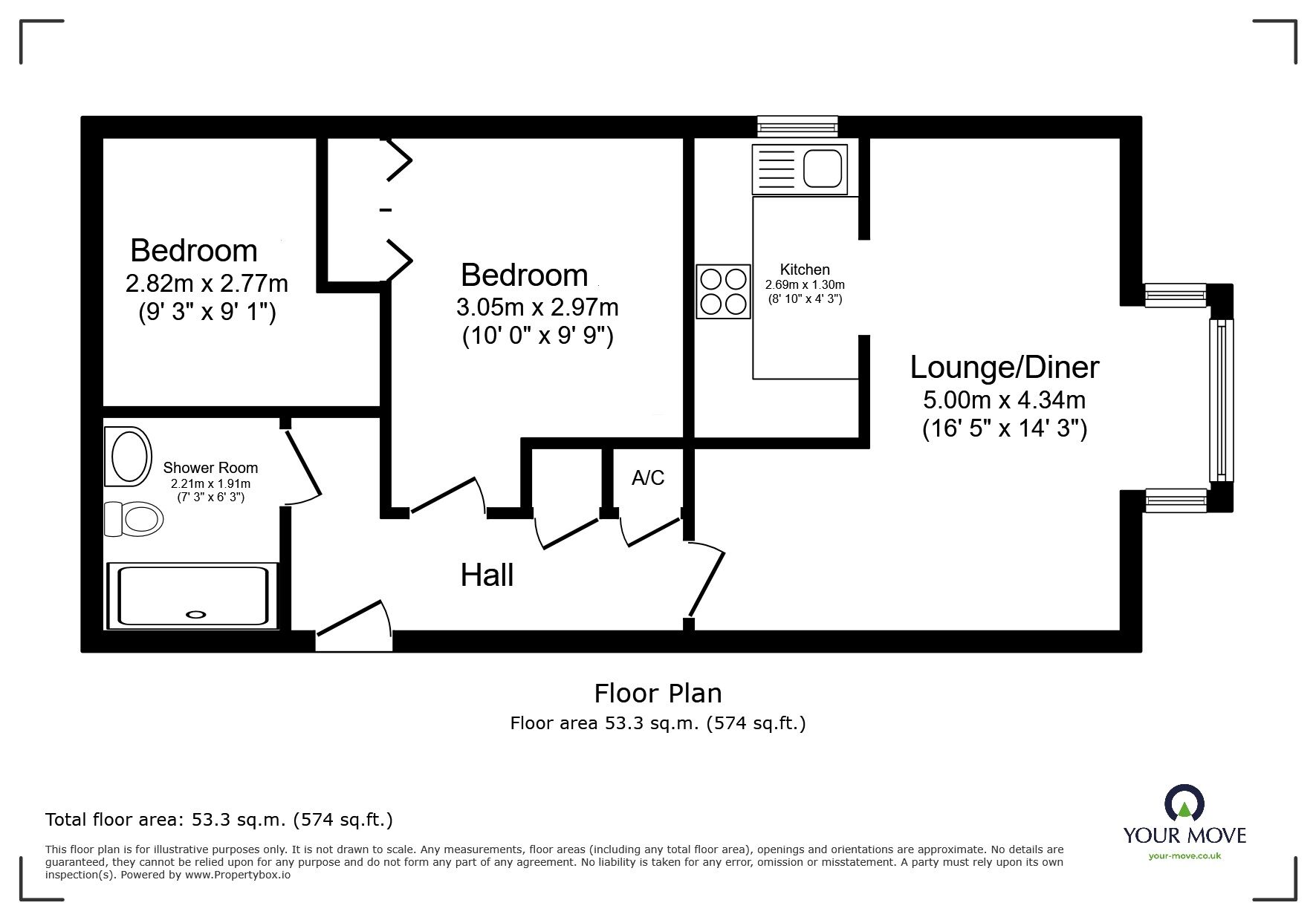 Floorplan of 2 bedroom Flat for sale, Long Causeway, Exmouth, Devon, EX8