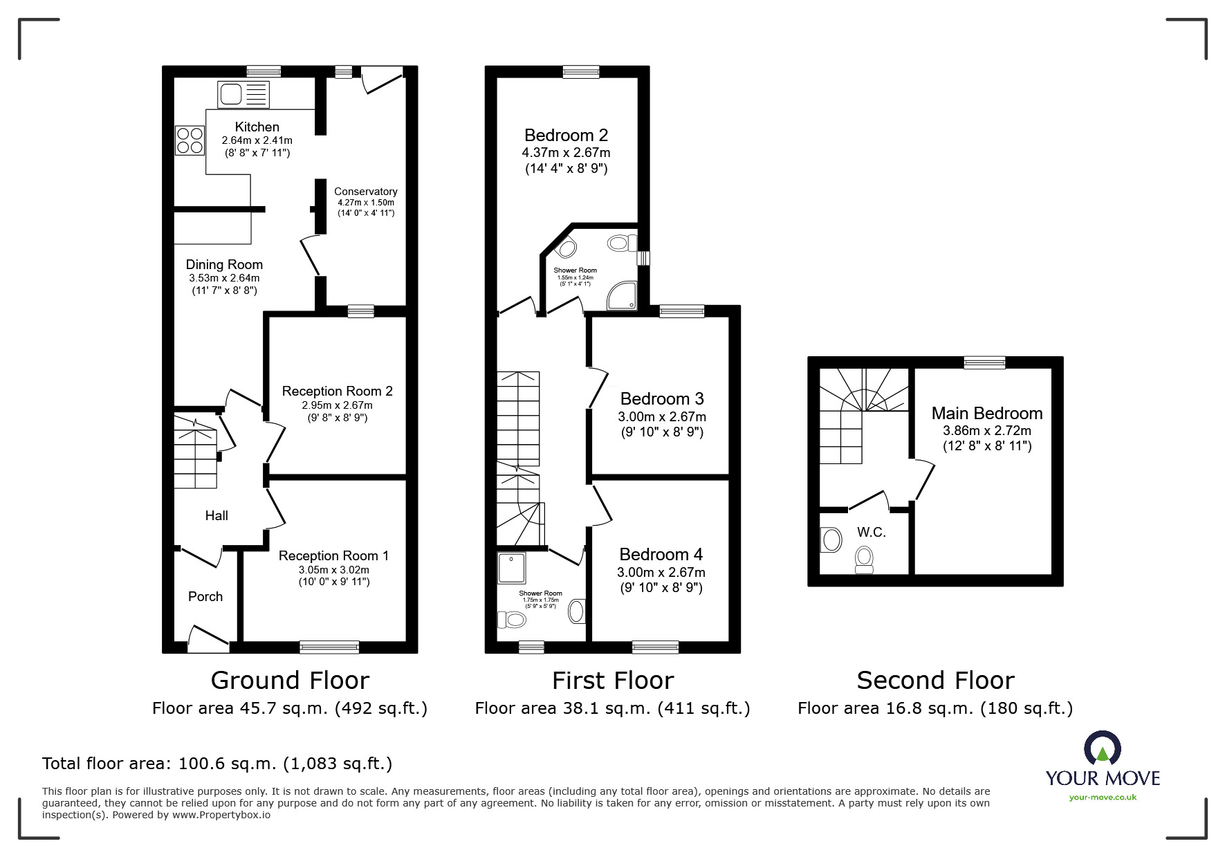 Floorplan of 4 bedroom Mid Terrace House to rent, Jesmond Road, Exeter, Devon, EX1