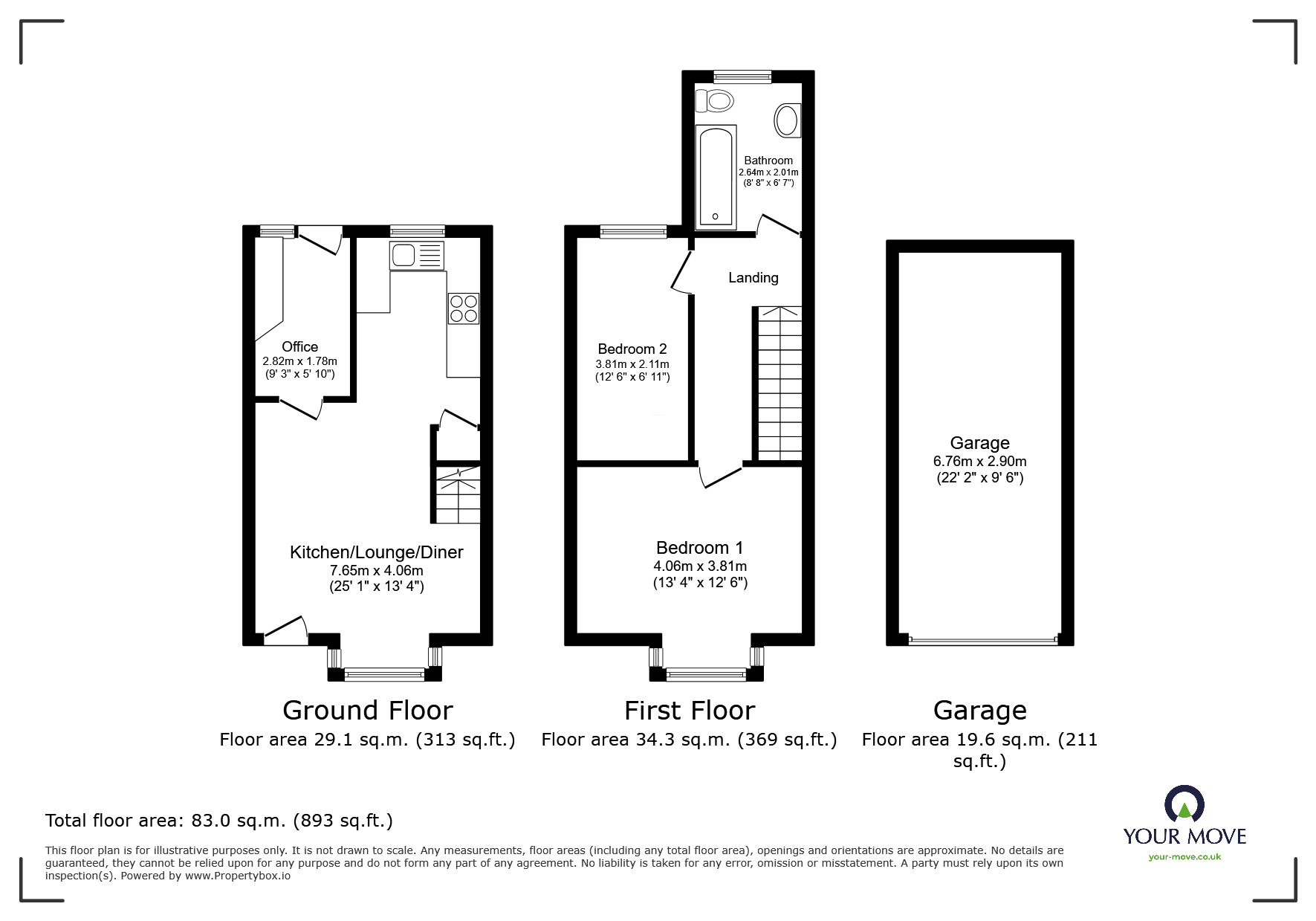 Floorplan of 2 bedroom Semi Detached House for sale, Park Lane, Exmouth, Devon, EX8