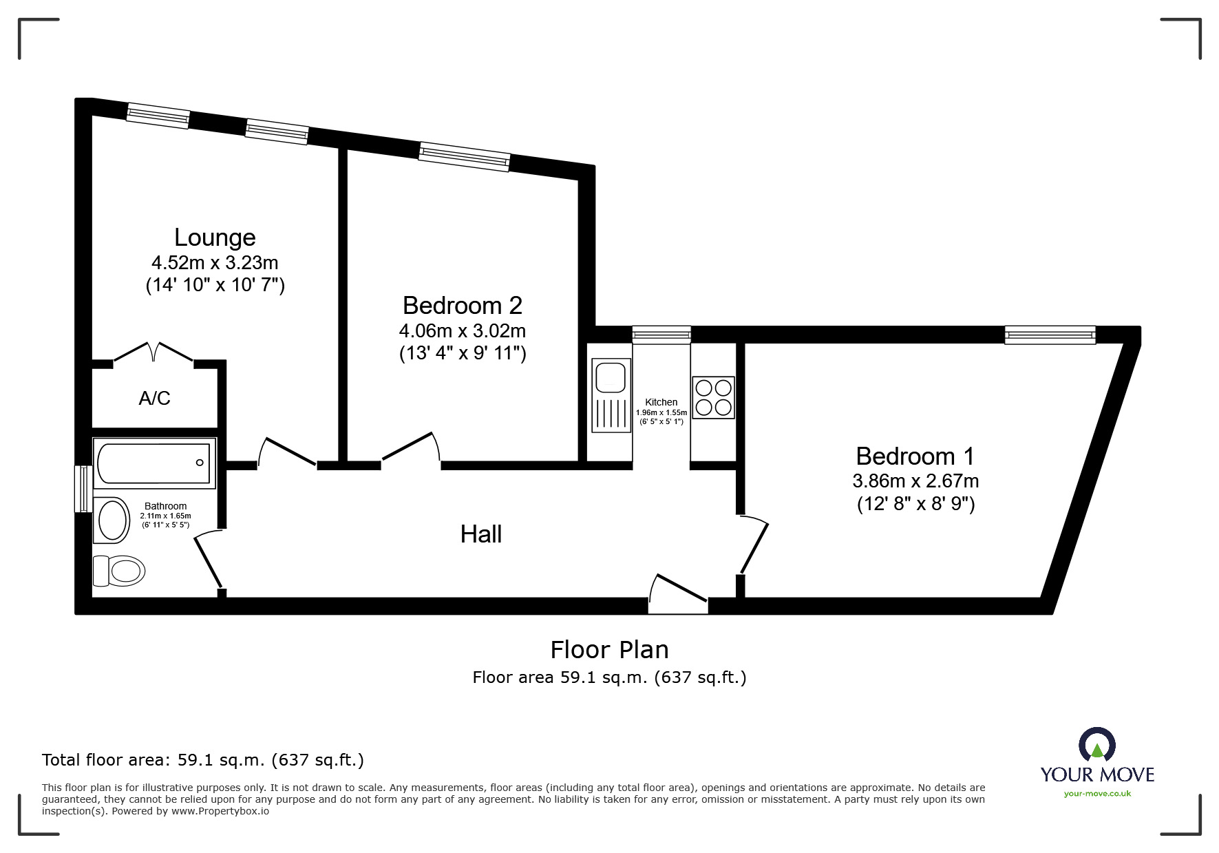 Floorplan of 2 bedroom Flat for sale, Rolle Street, Exmouth, Devon, EX8