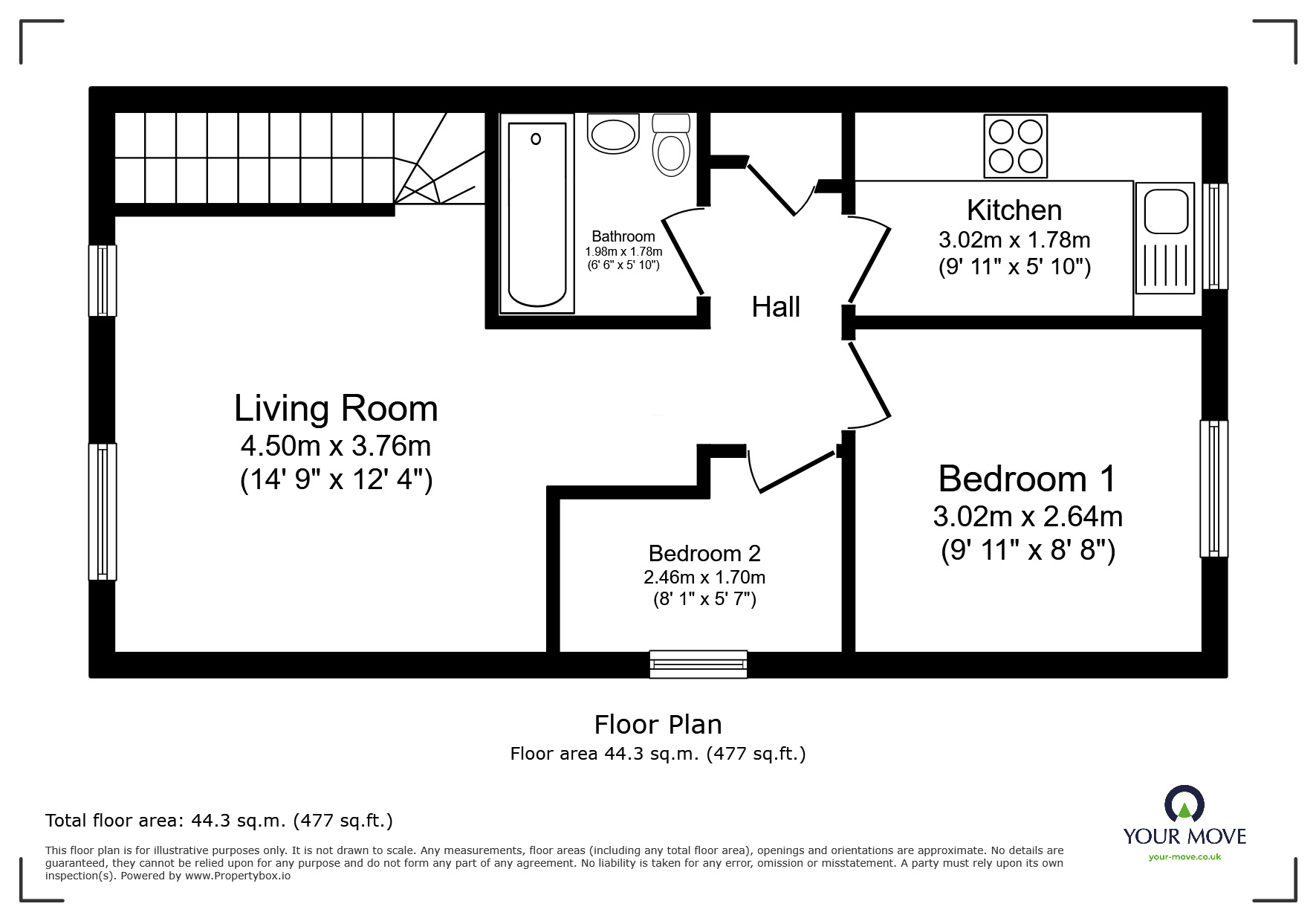 Floorplan of 2 bedroom Flat to rent, Brittany Road, Exmouth, Devon, EX8