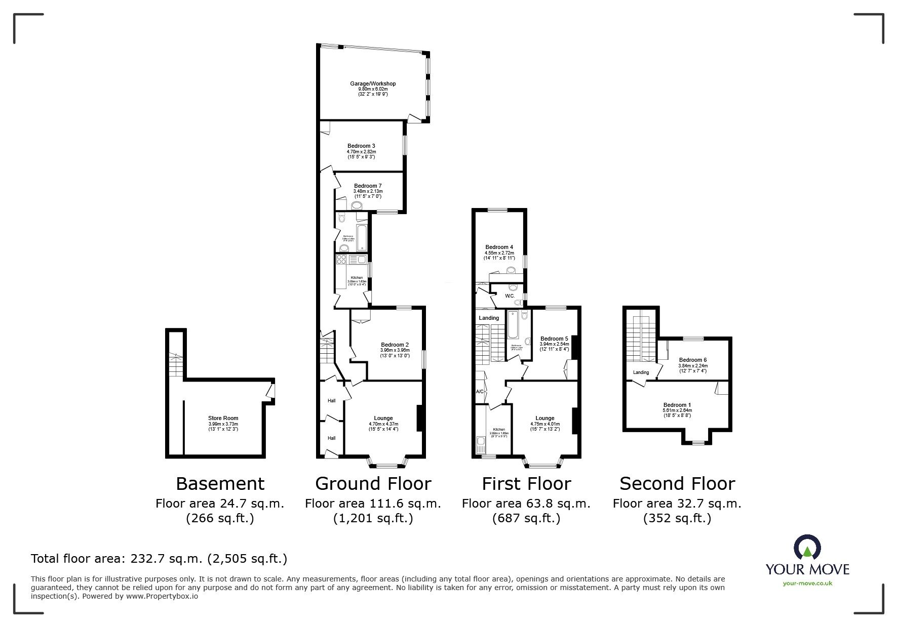 Floorplan of 7 bedroom End Terrace House for sale, Exeter Road, Exmouth, Devon, EX8