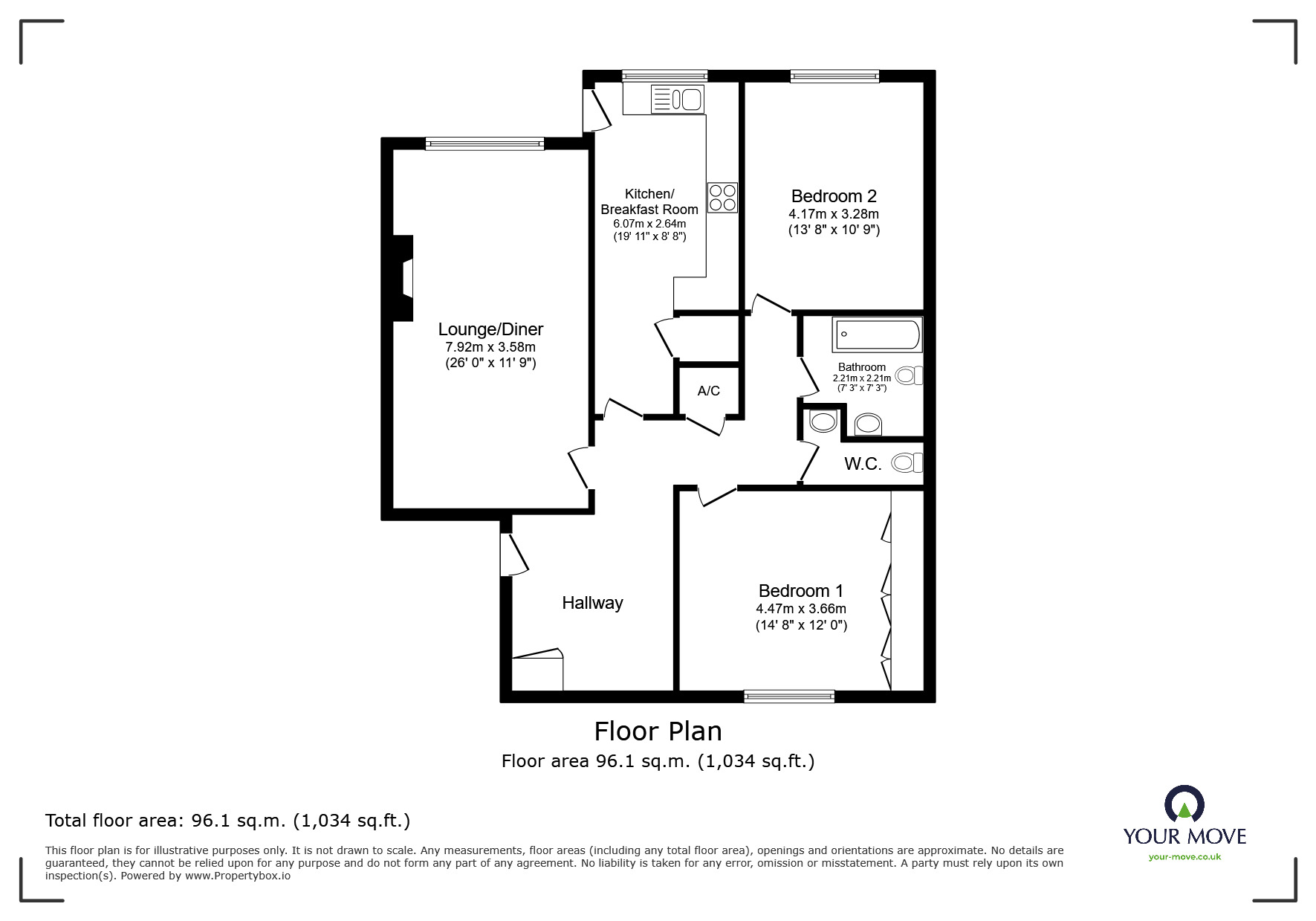 Floorplan of 2 bedroom Flat for sale, Cranford Avenue, Exmouth, Devon, EX8