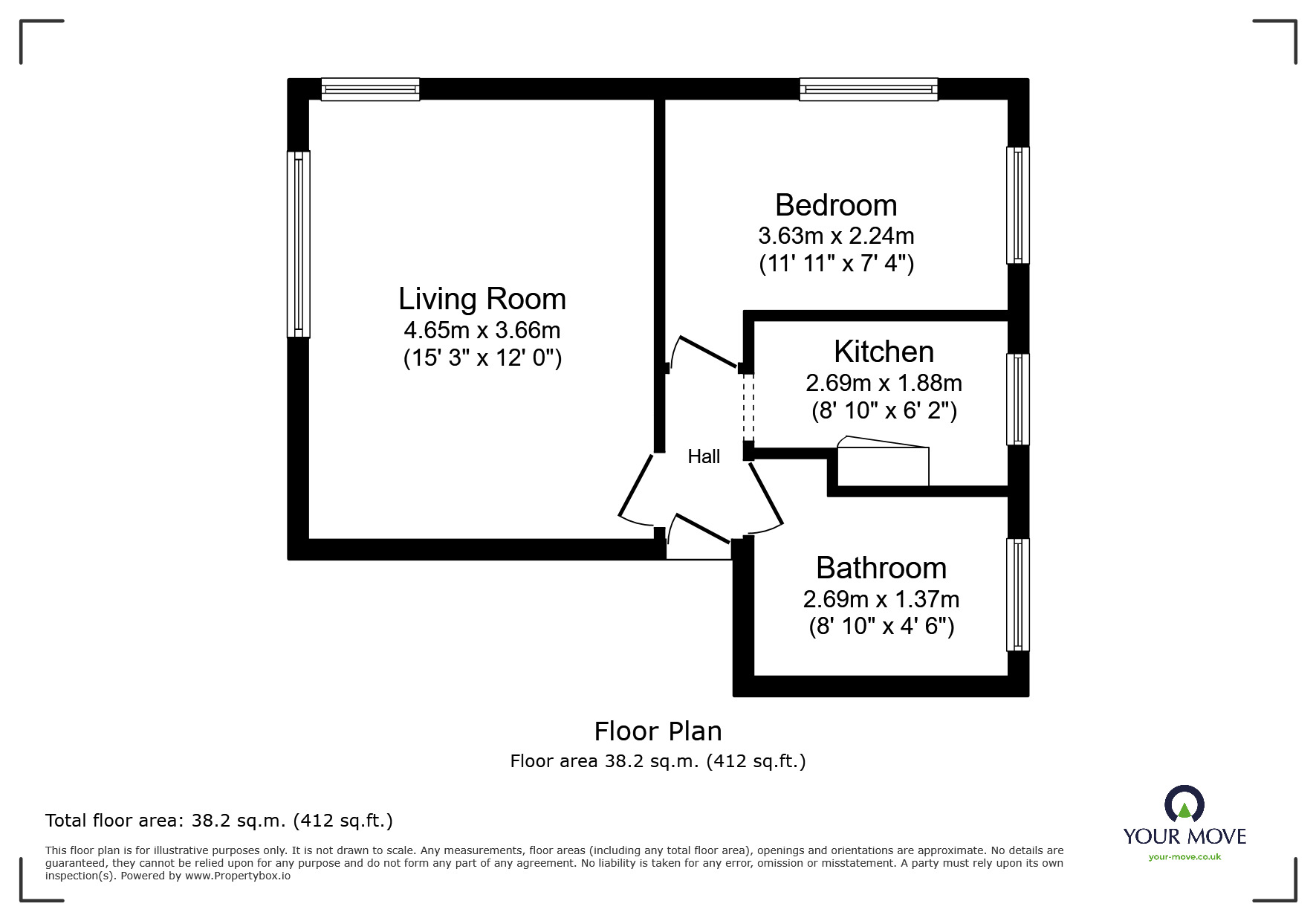 Floorplan of 1 bedroom Flat for sale, Exeter Road, Exmouth, Devon, EX8