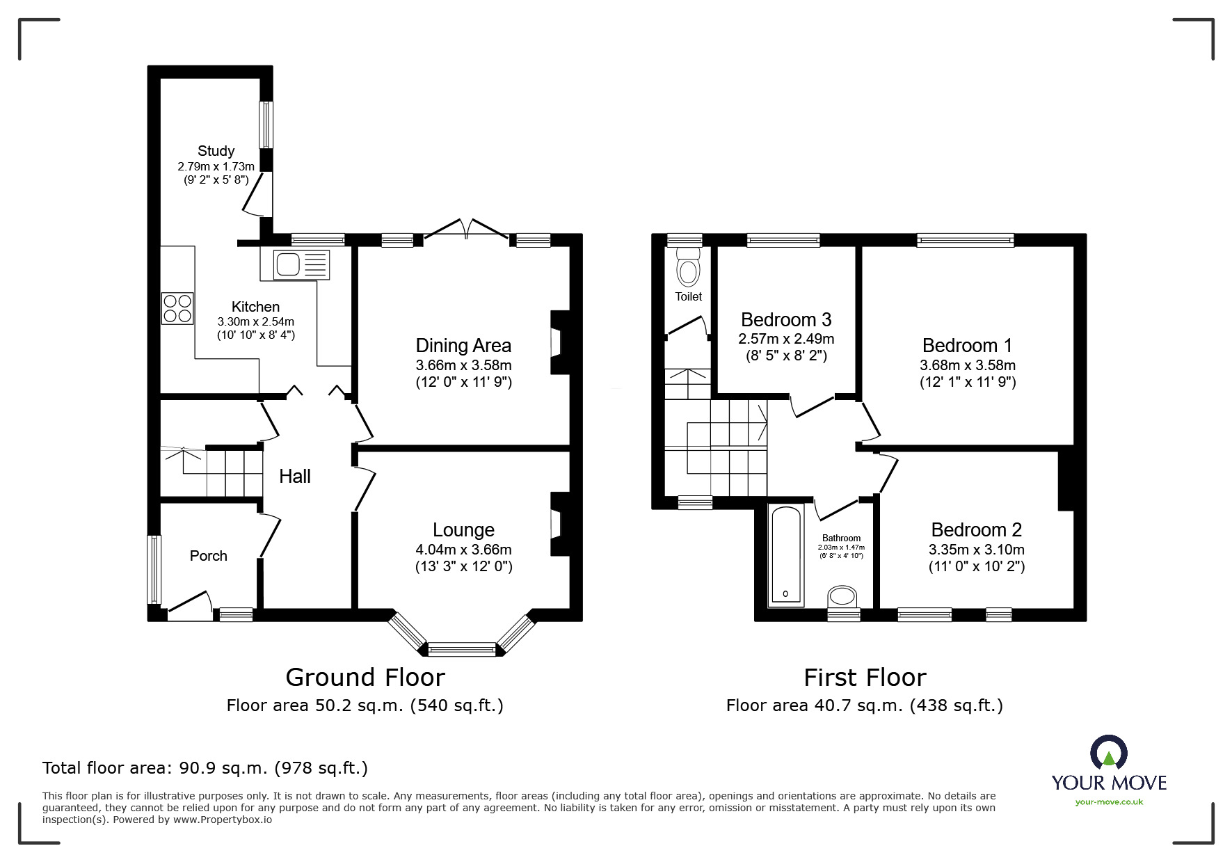 Floorplan of 3 bedroom Semi Detached House for sale, Green Close, Exmouth, Devon, EX8