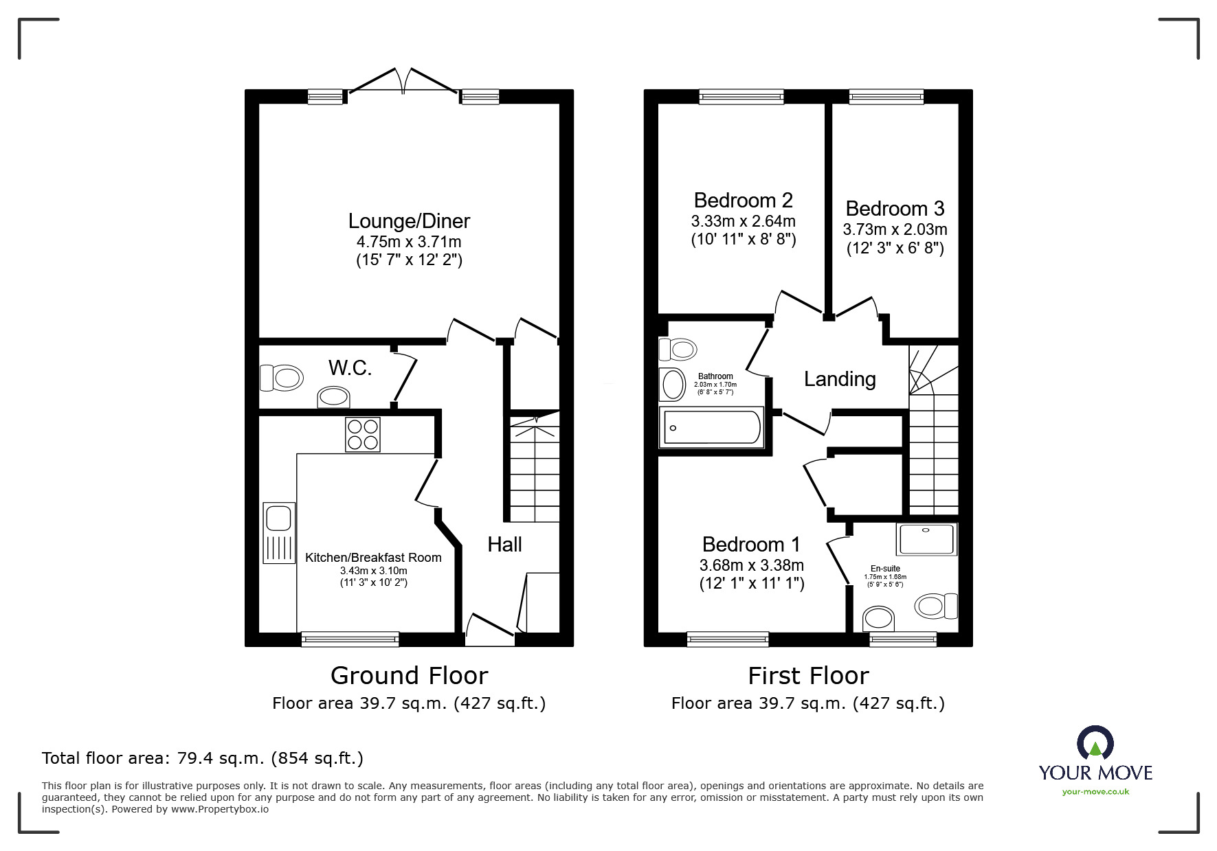 Floorplan of 3 bedroom End Terrace House for sale, Buckeridge Road, Exmouth, Devon, EX8