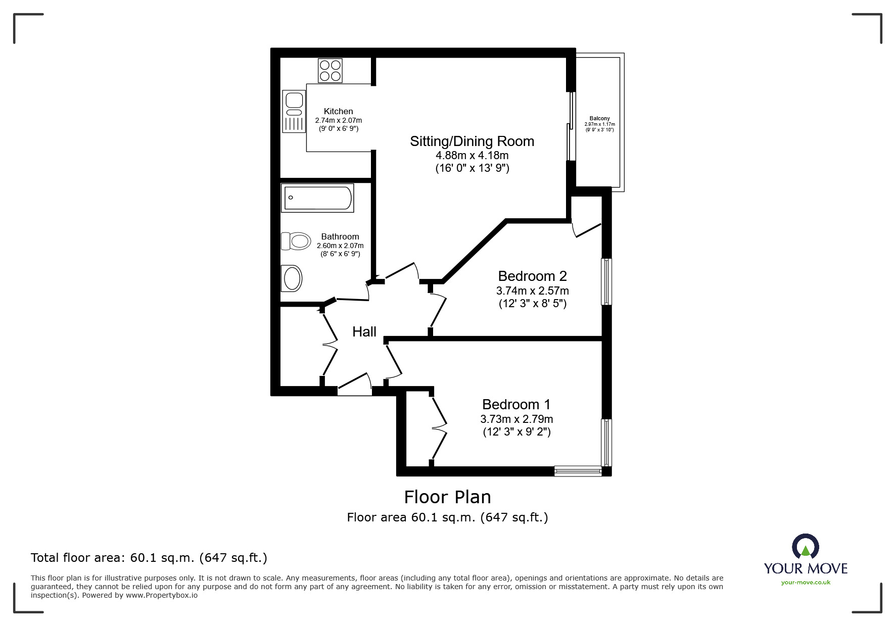Floorplan of 2 bedroom Flat to rent, Pierhead, Exmouth, Devon, EX8