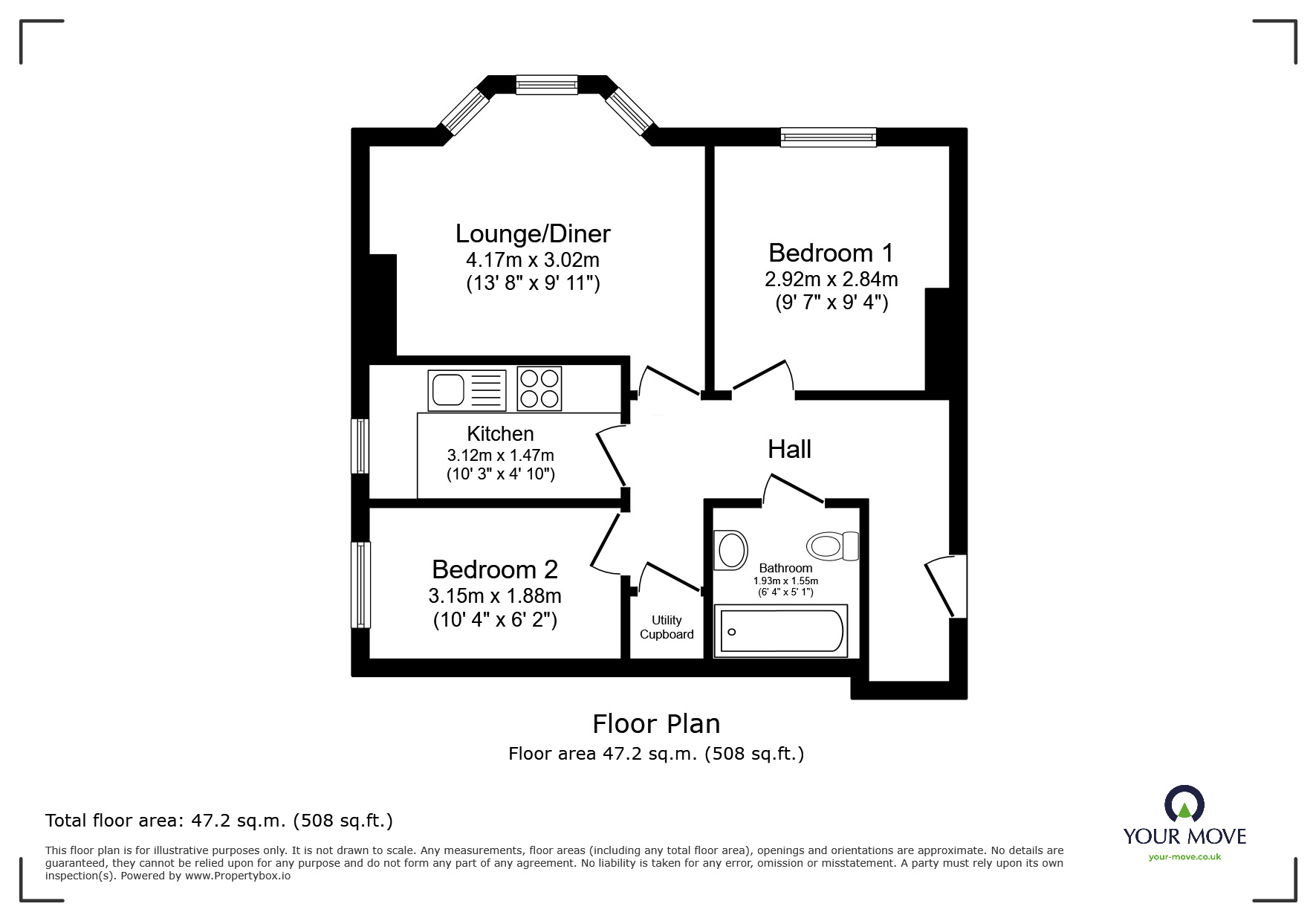 Floorplan of 2 bedroom Flat for sale, Hartley Road, Exmouth, Devon, EX8