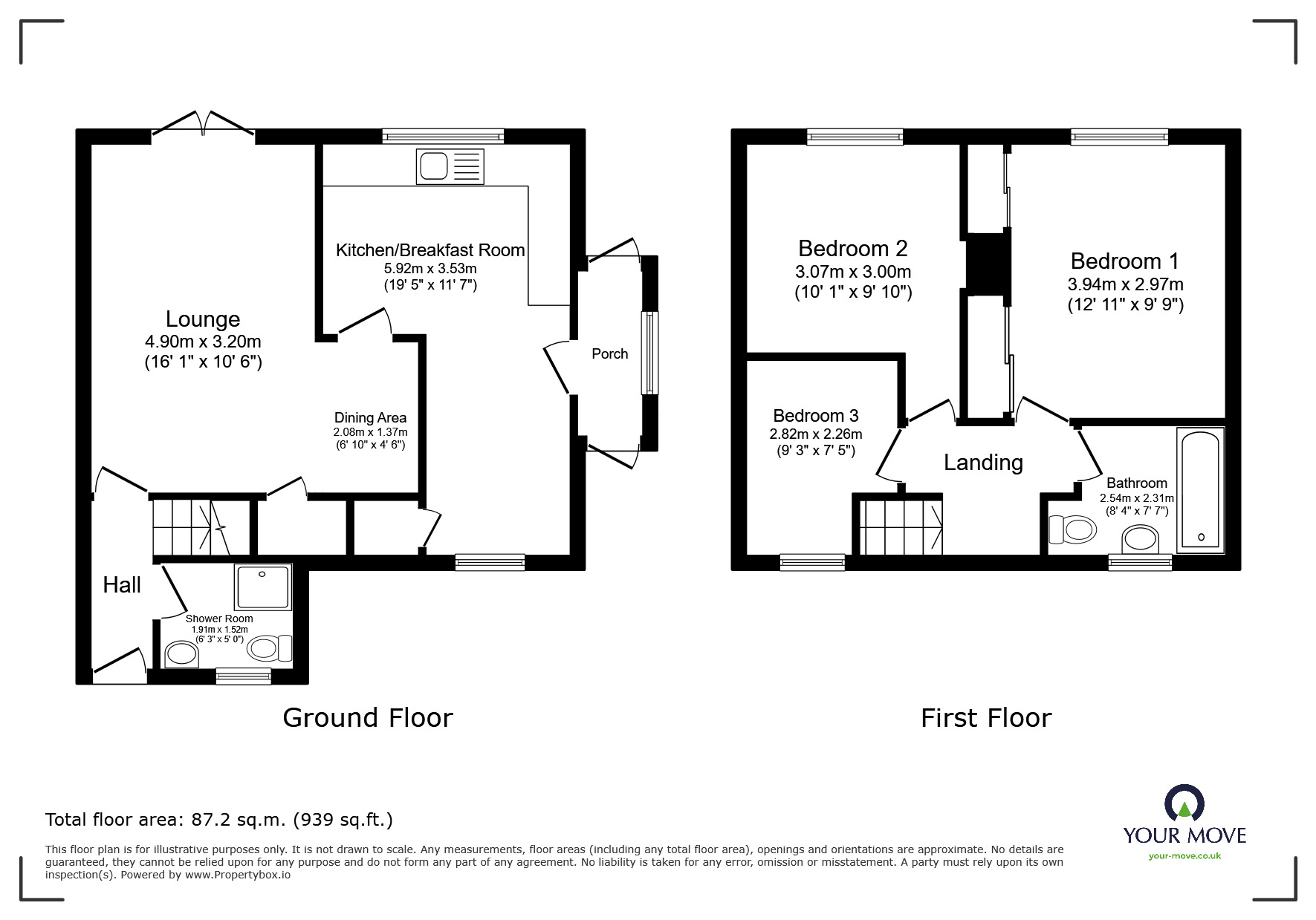Floorplan of 3 bedroom End Terrace House for sale, Roseway, Exmouth, Devon, EX8