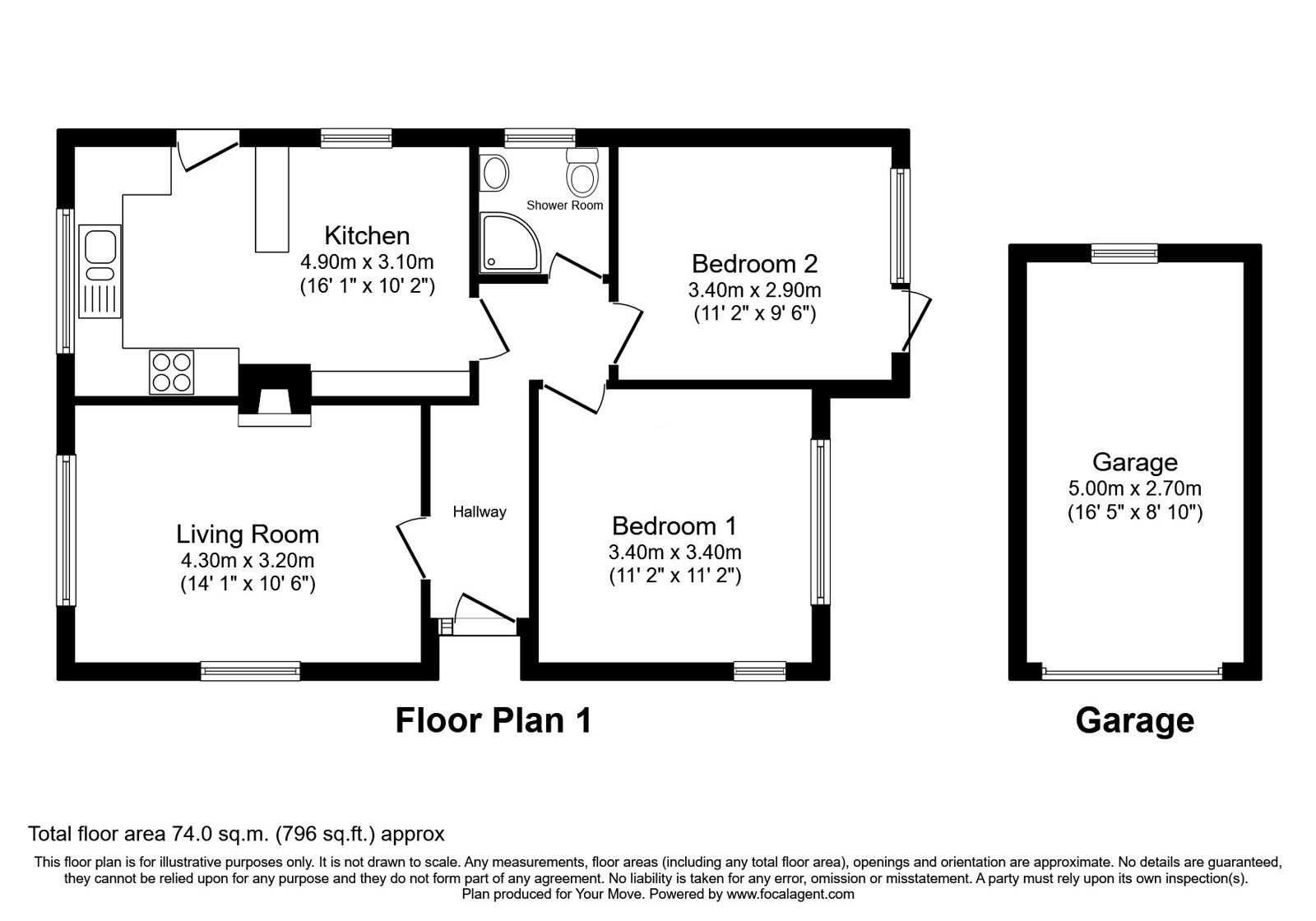Floorplan of 2 bedroom Detached Bungalow for sale, Rivermead Avenue, Exmouth, Devon, EX8