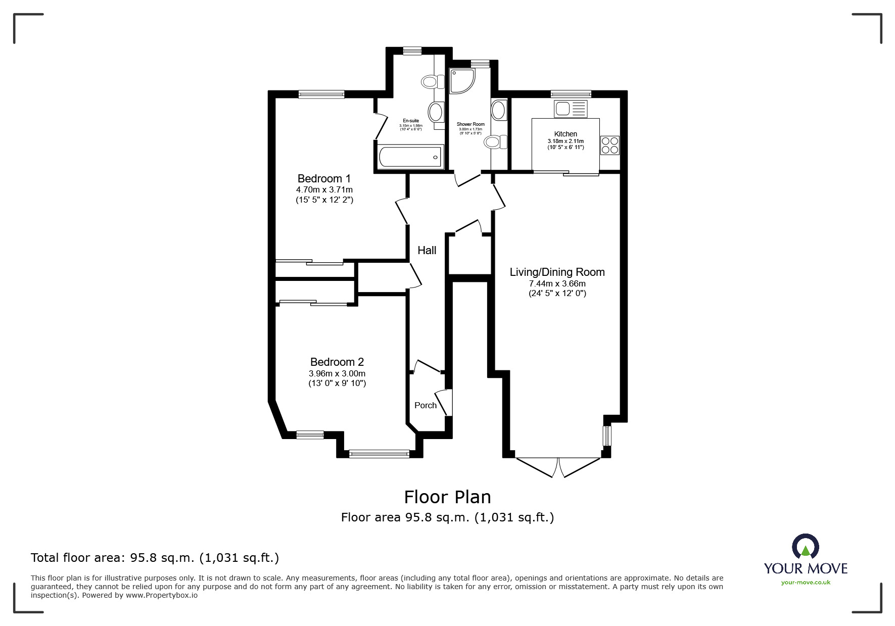 Floorplan of 2 bedroom Flat for sale, Salterton Road, Exmouth, Devon, EX8