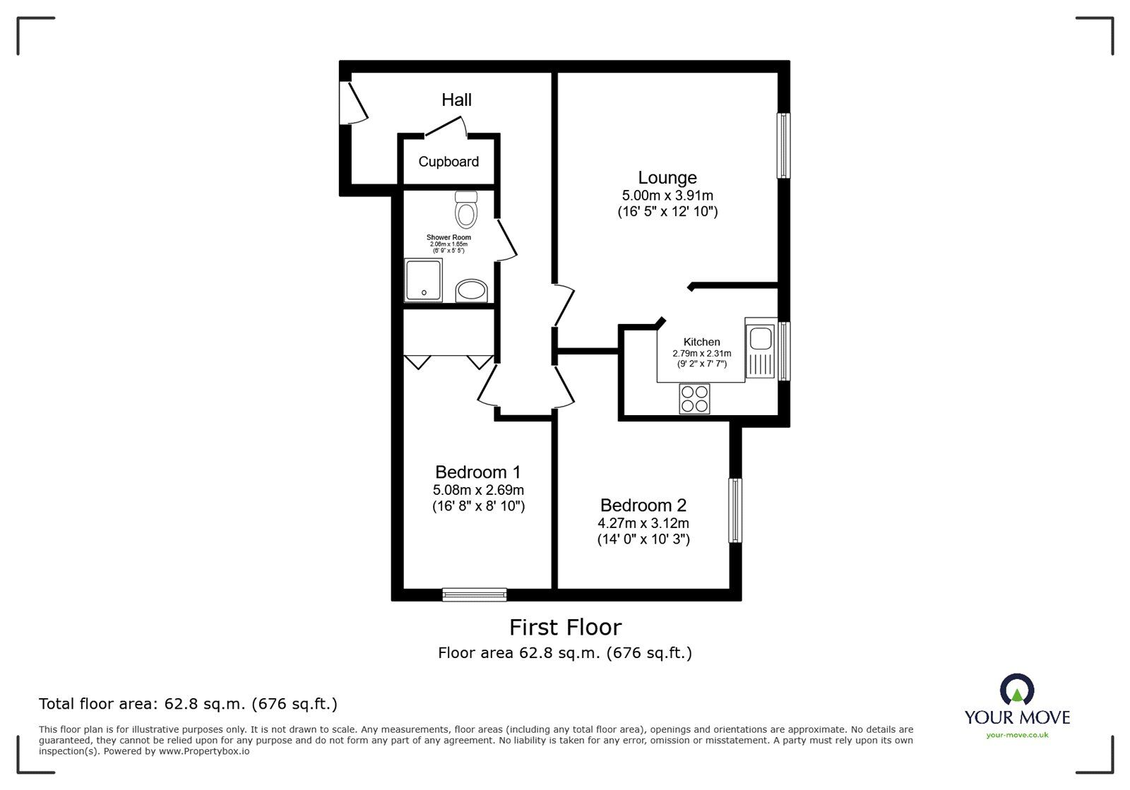 Floorplan of 2 bedroom Flat for sale, Littleham Road, Exmouth, Devon, EX8