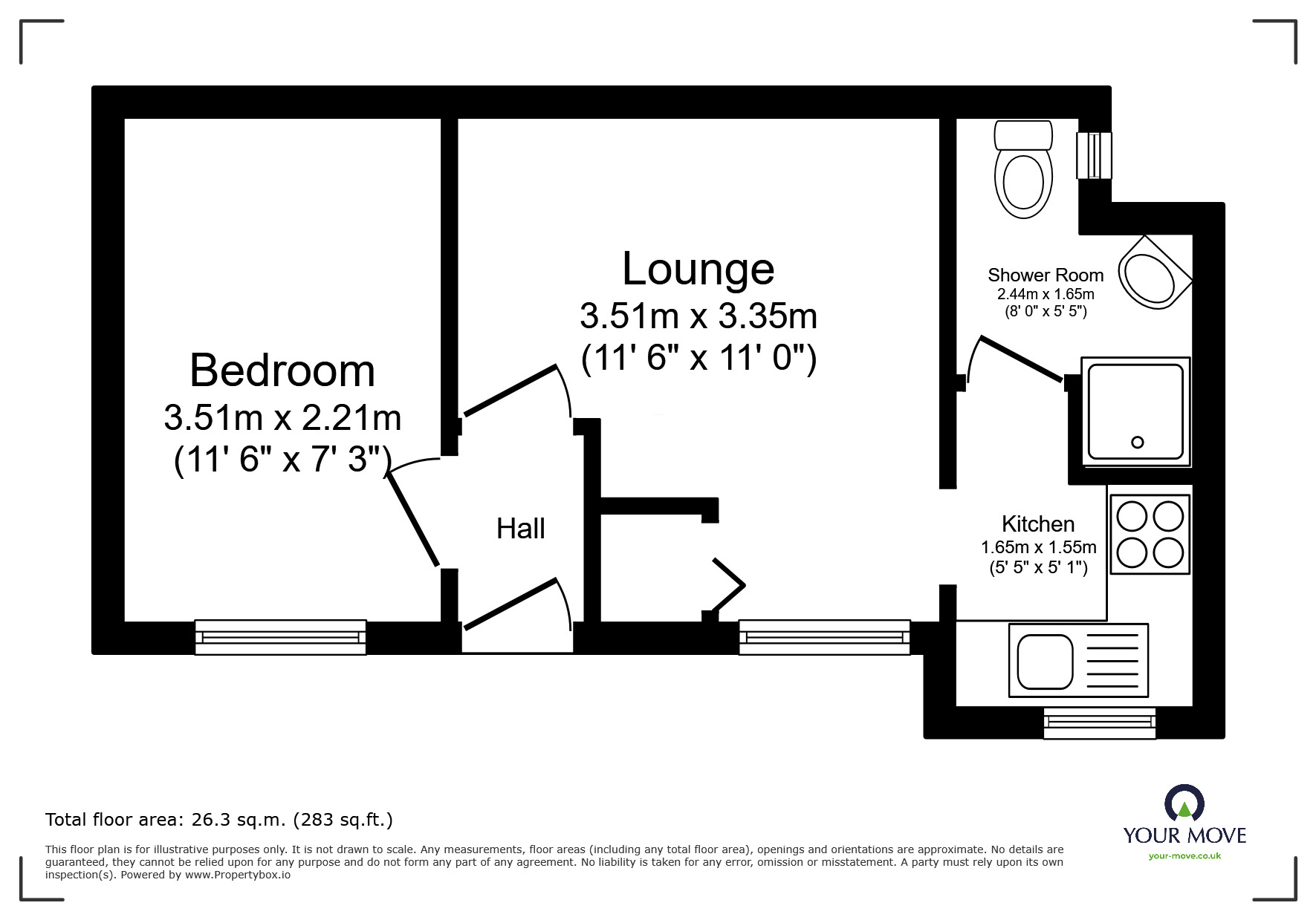 Floorplan of 1 bedroom Flat for sale, Hartley Road, Exmouth, Devon, EX8