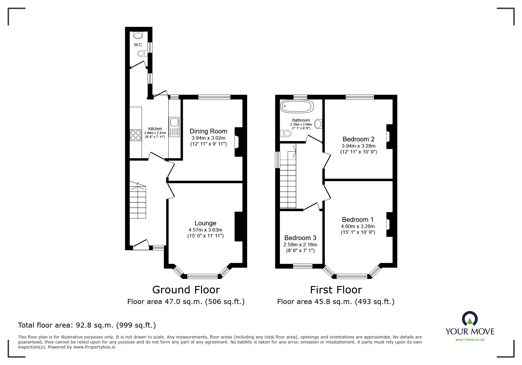 Floorplan of 3 bedroom End Terrace House for sale, Marpool Hill, Exmouth, Devon, EX8
