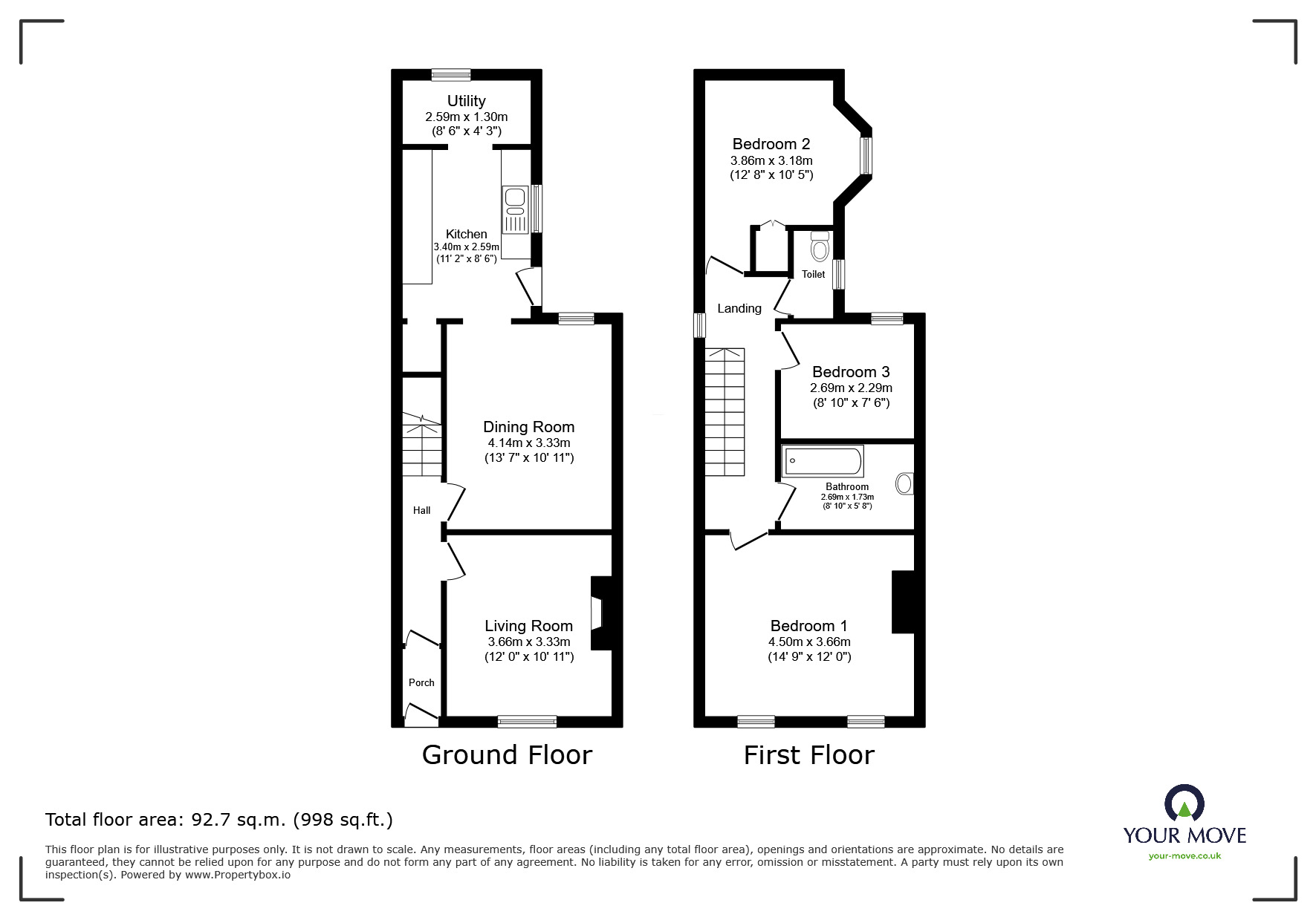Floorplan of 3 bedroom Mid Terrace House for sale, New North Road, Exmouth, Devon, EX8