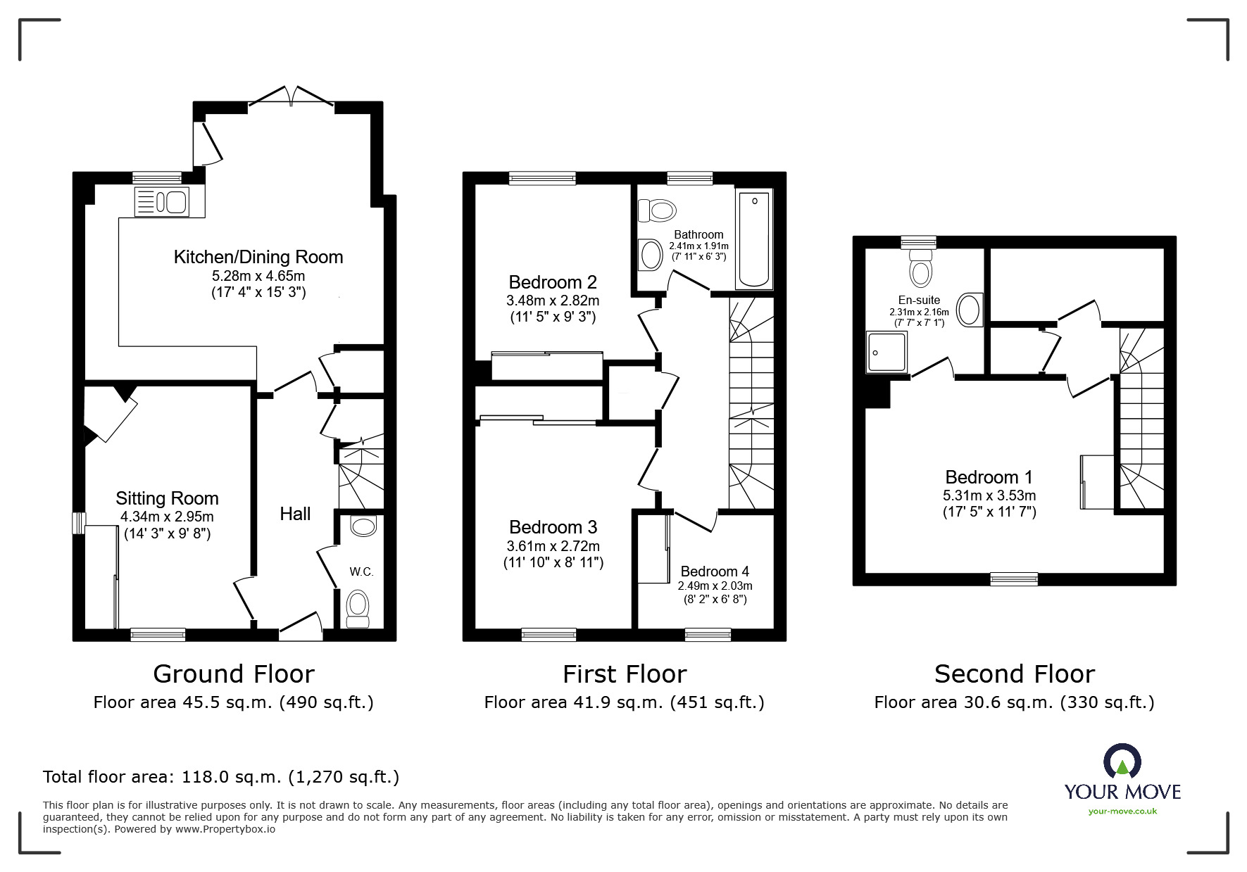 Floorplan of 4 bedroom Semi Detached House for sale, Hillcrest Gardens, Exmouth, Devon, EX8