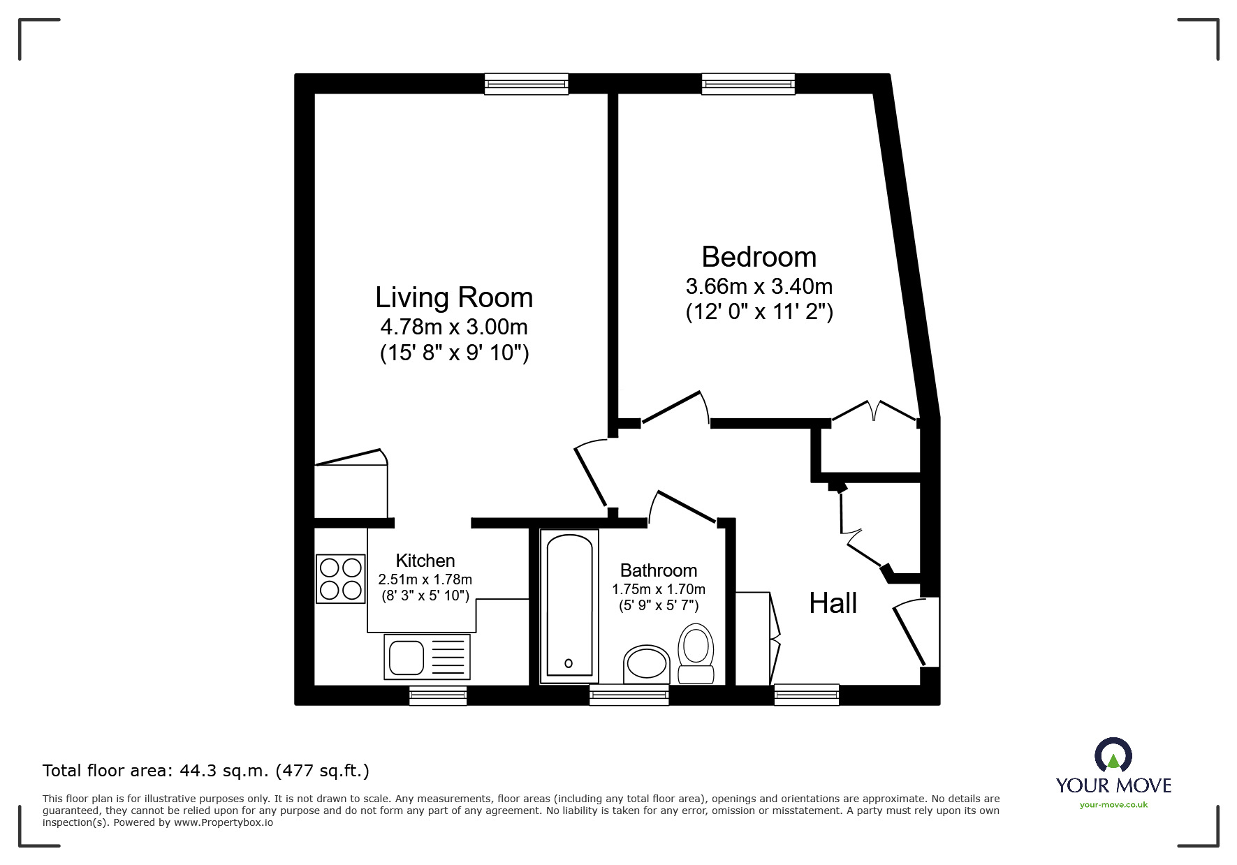 Floorplan of 1 bedroom Flat for sale, Manchester Road, Exmouth, Devon, EX8