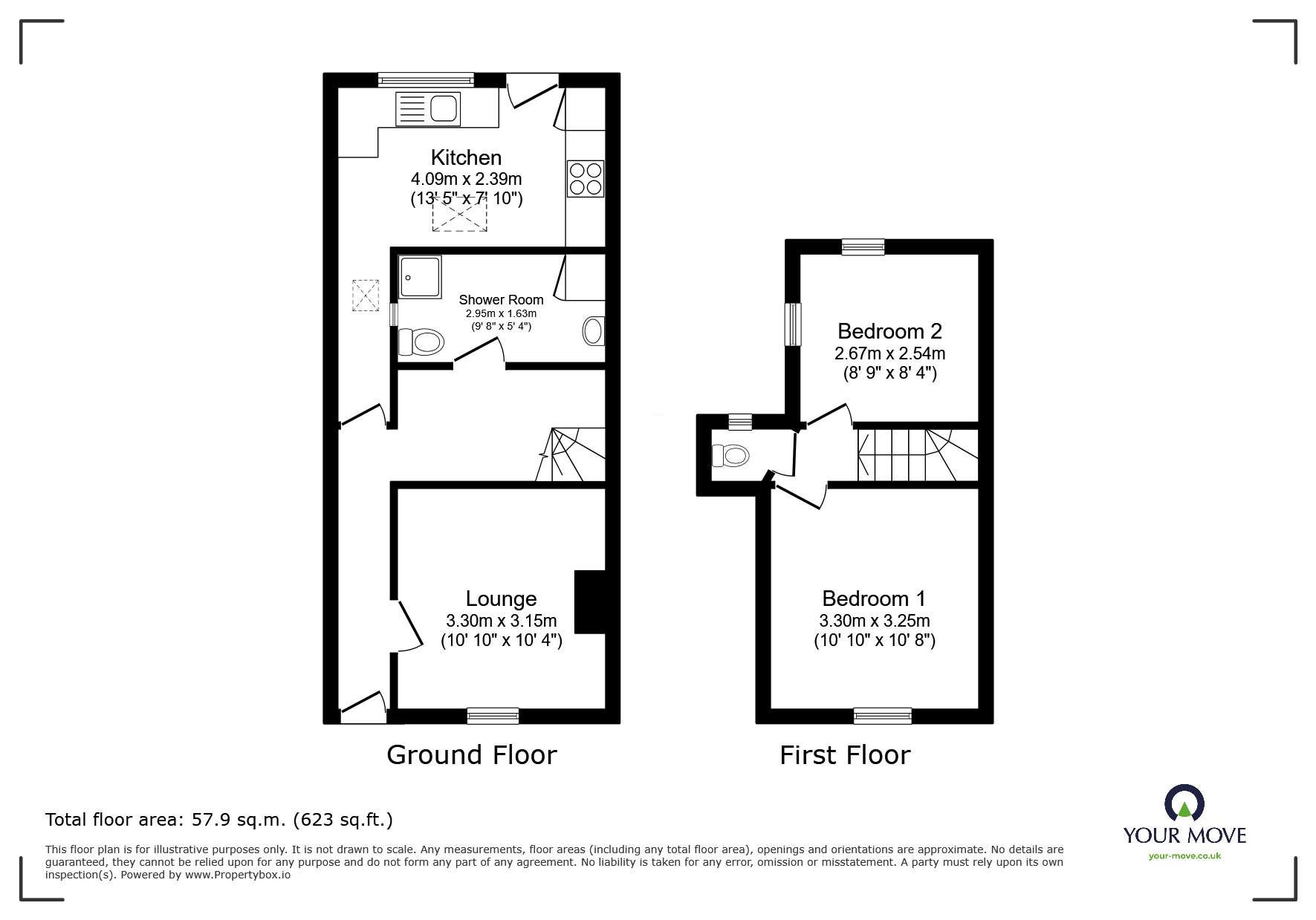 Floorplan of 2 bedroom Mid Terrace House for sale, Charles Street, Exmouth, Devon, EX8