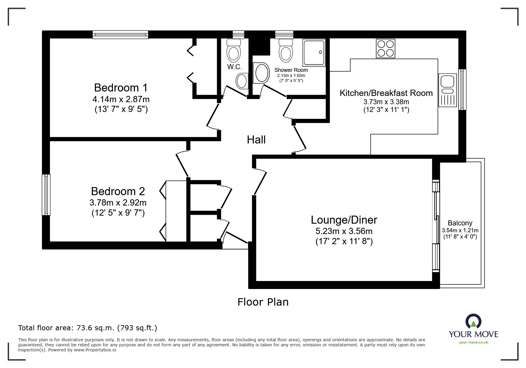 Floorplan of 2 bedroom Flat for sale, Cranford Avenue, Exmouth, Devon, EX8