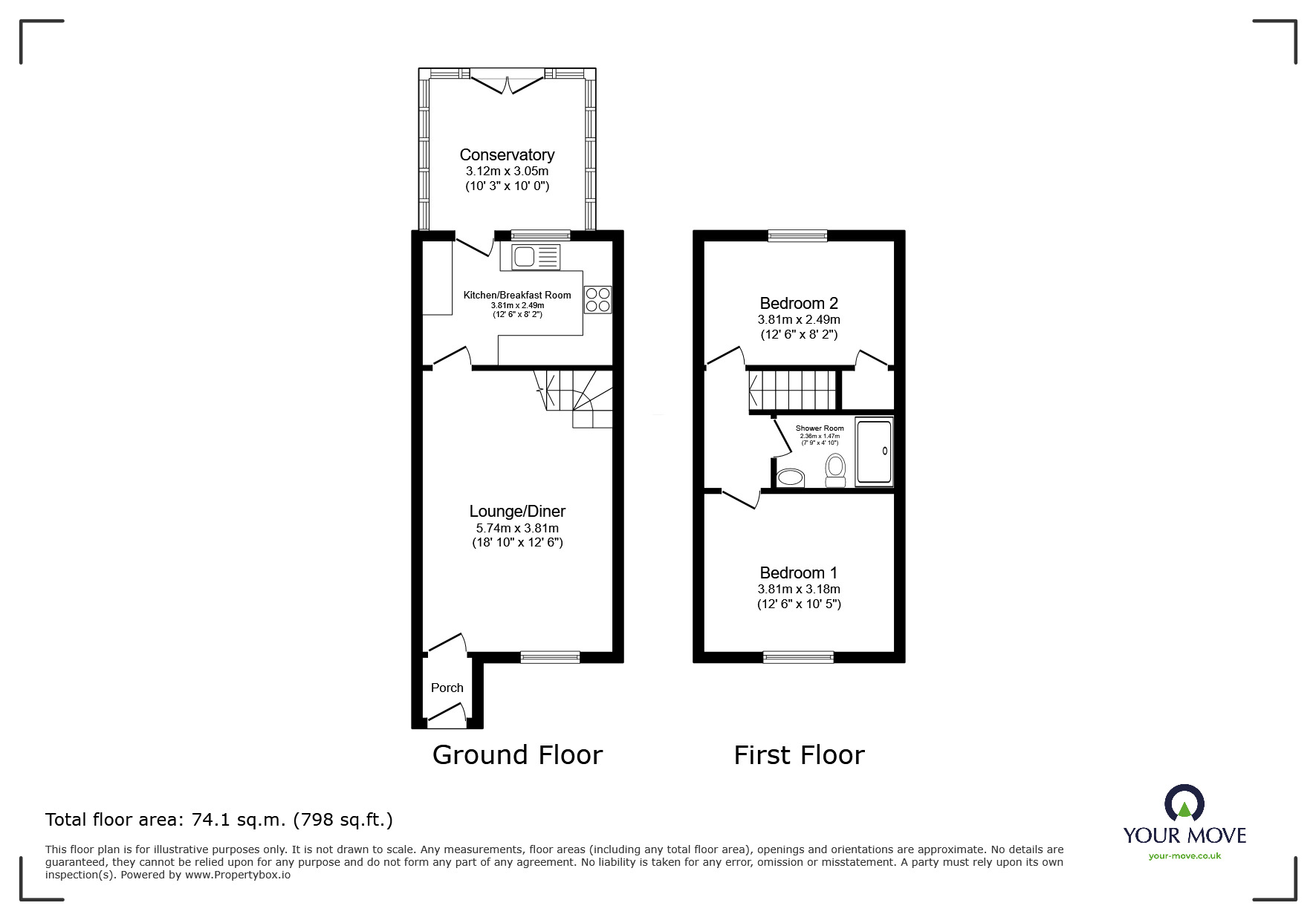 Floorplan of 2 bedroom Mid Terrace House for sale, Hollymount Close, Exmouth, Devon, EX8
