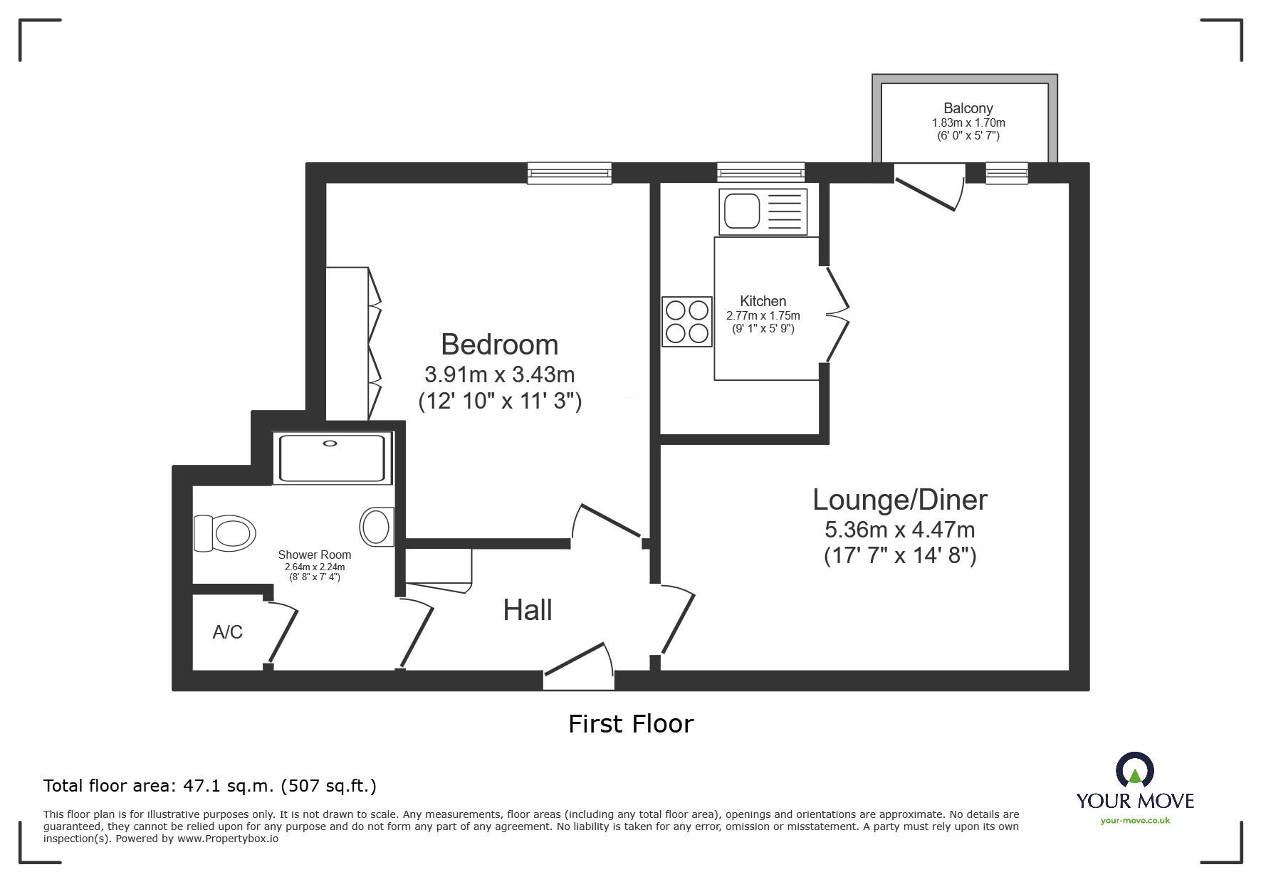 Floorplan of 1 bedroom Flat for sale, Salterton Road, Exmouth, Devon, EX8